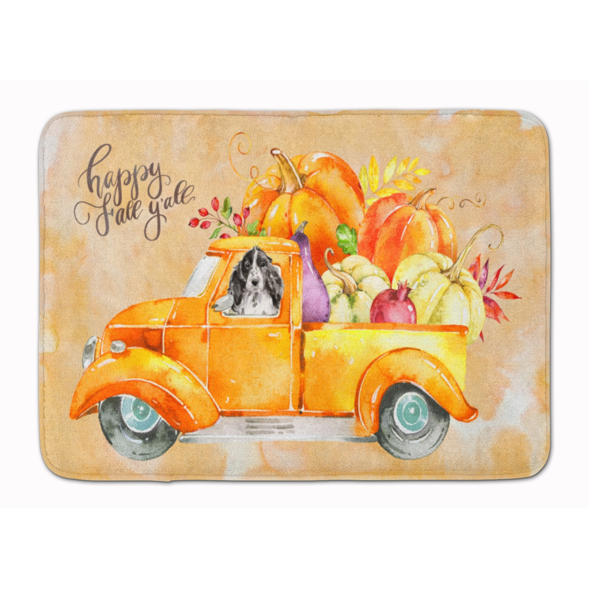 &quotCaroline's Treasures Fall Harvest Black Parti Cocker Spaniel Machine Washable Memory Foam Mat doormats, Multicolor"
