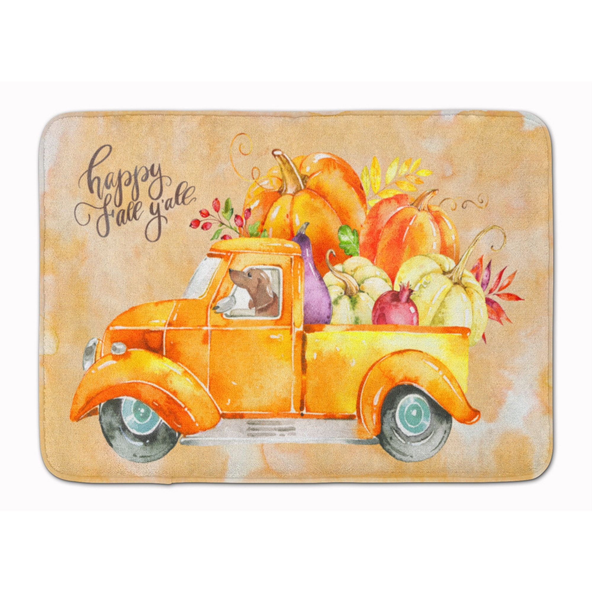 &quotCaroline's Treasures Fall Harvest Red Dachshund Machine Washable Memory Foam Mat doormats, Multicolor"