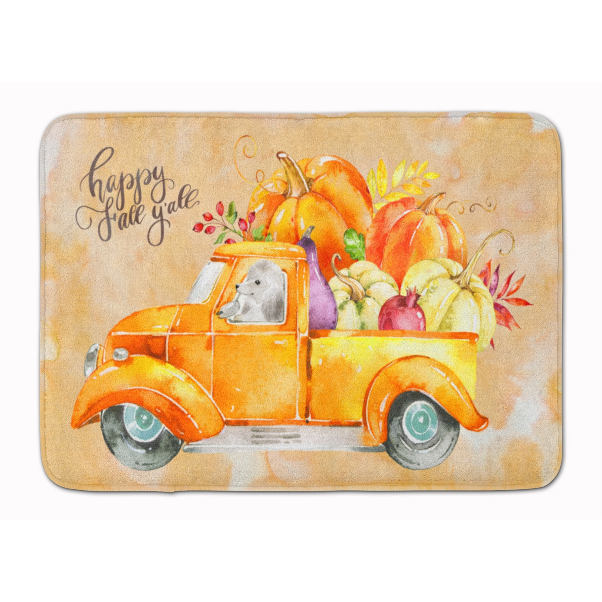 Caroline's Treasures Fall Harvest White Poodle Machine Washable Memory Foam Mat doormats