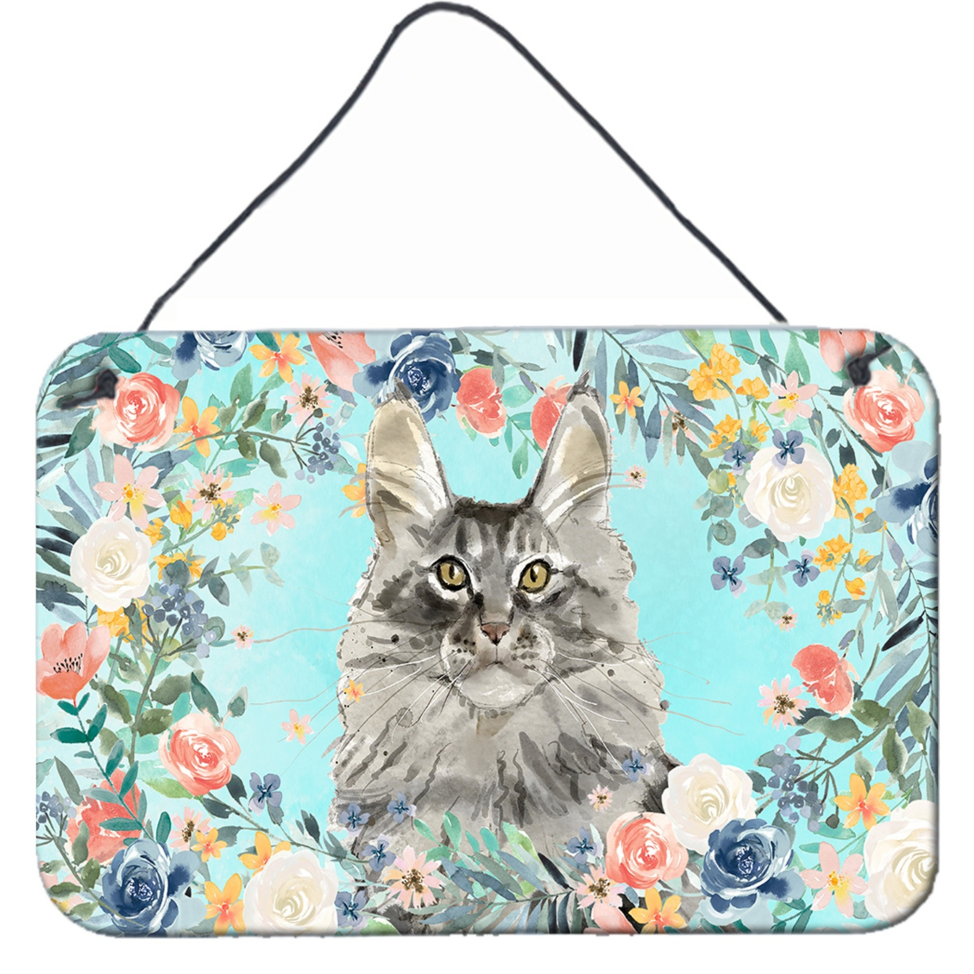 &quotCaroline's Treasures Maine Coon Spring Flowers Door Hanging Prints wall-decor, Multicolor"