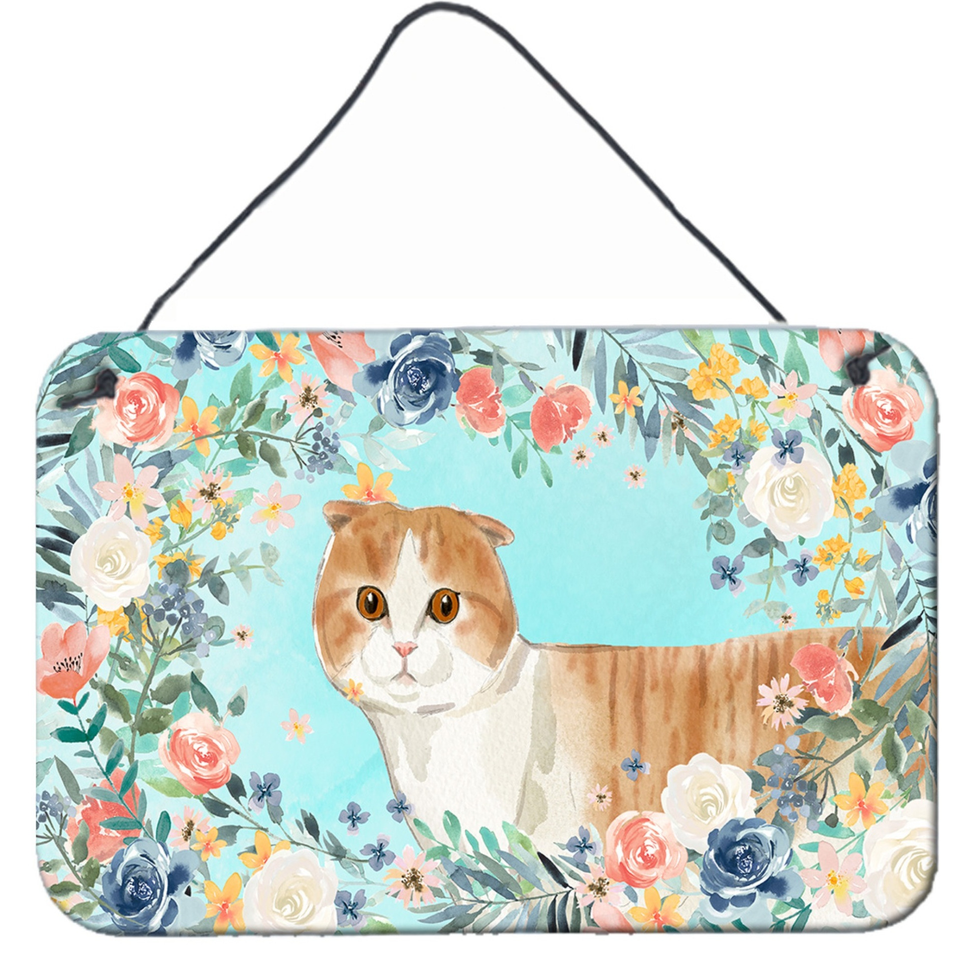 &quotCaroline's Treasures Scottish Fold Spring Flowers Door Hanging Prints wall-decor, Multicolor"