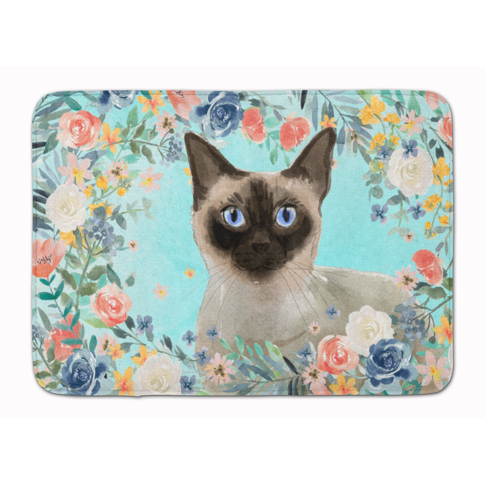 &quotCaroline's Treasures Siamese Spring Flowers Machine Washable Memory Foam Mat doormats, Multicolor"