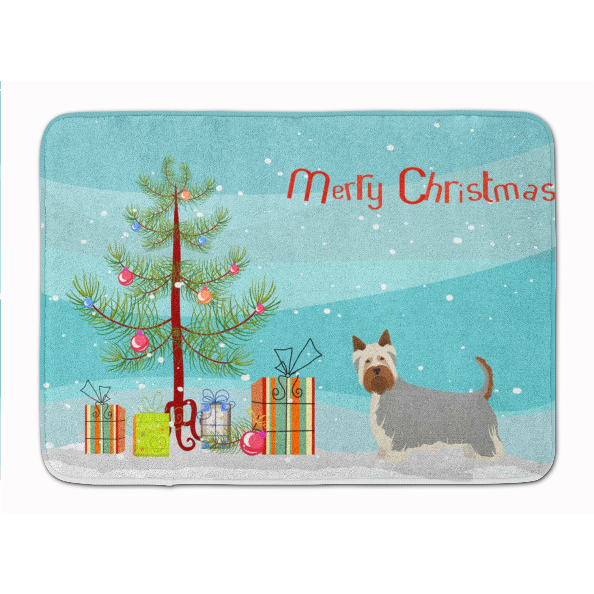 &quotCaroline's Treasures Australian Silky Terrier Christmas Tree Machine Washable Memory Foam Mat doormats, Multicolor"