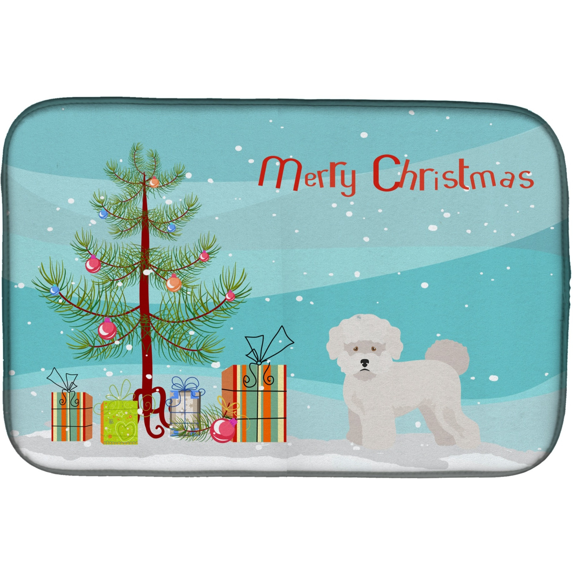&quotCaroline's Treasures CK3445DDM Bichon Fris Christmas Tree dish-drying-mats, 14 x 21, Multicolor"