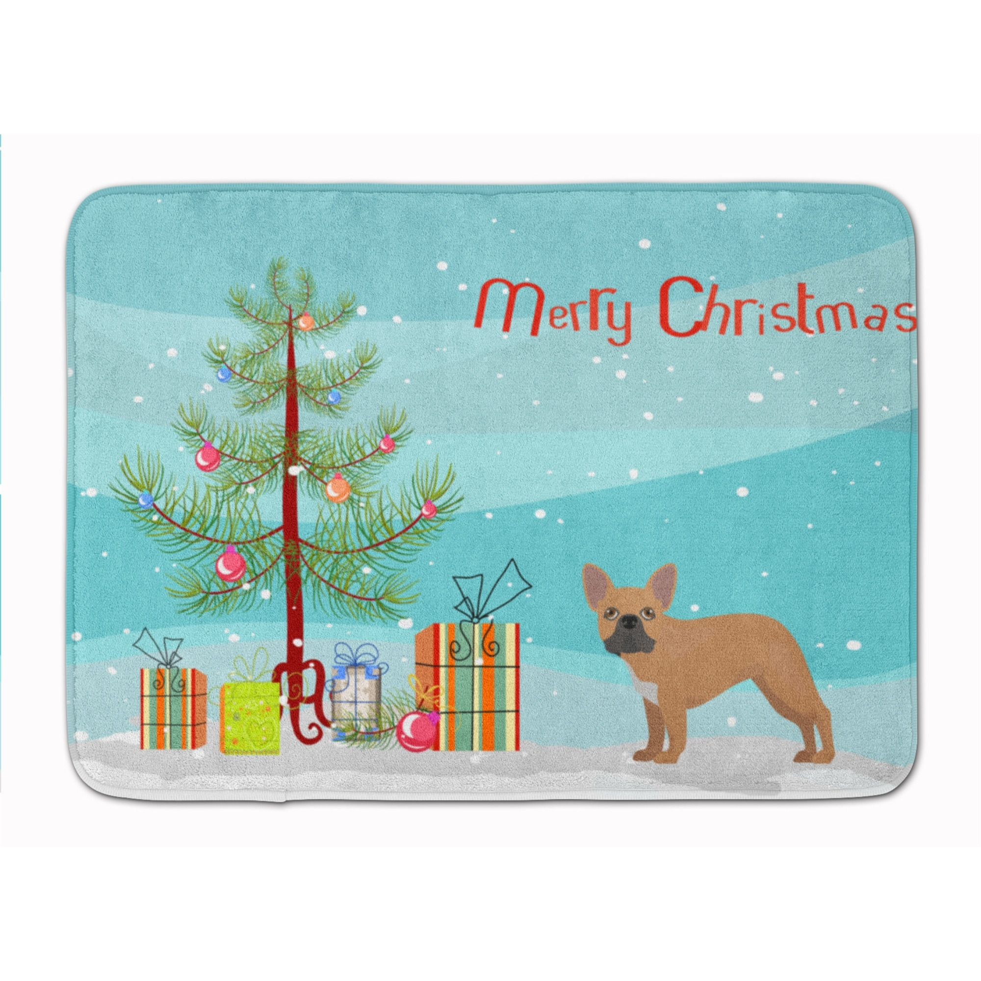 &quotCaroline's Treasures French Bulldog Christmas Tree Machine Washable Memory Foam Mat doormats, Multicolor"