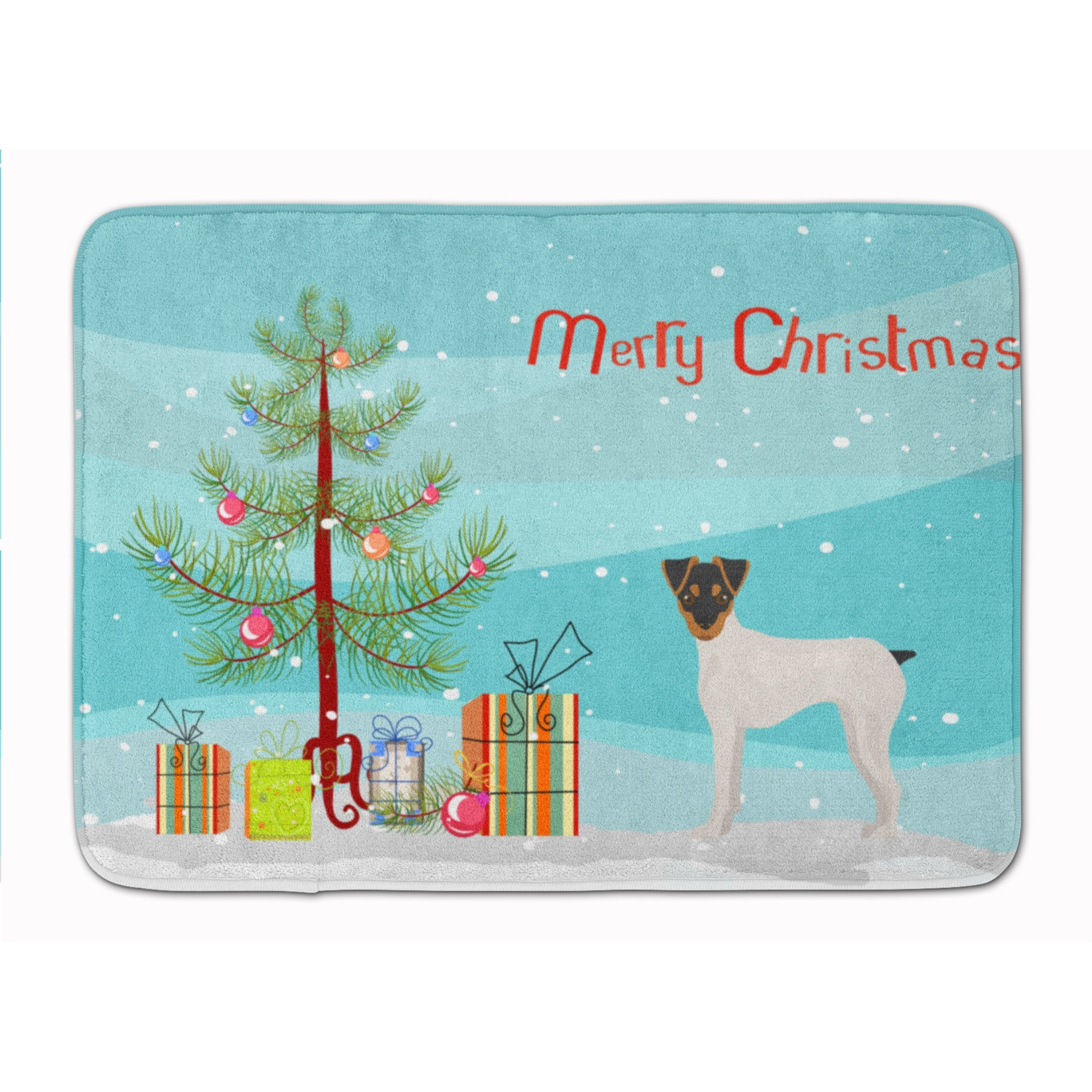&quotCaroline's Treasures Japanese Terrier Christmas Tree Machine Washable Memory Foam Mat doormats, Multicolor"