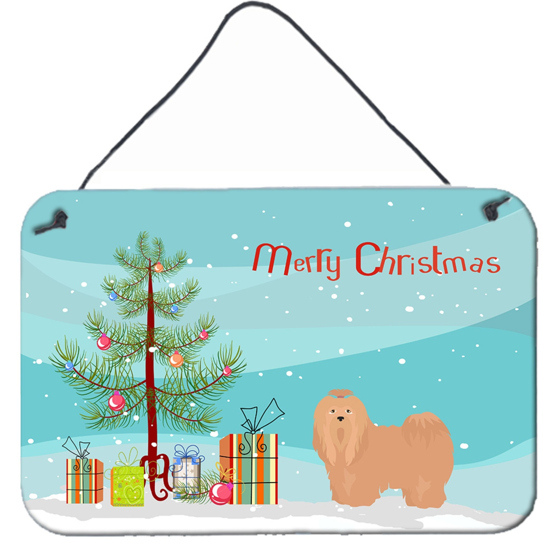 &quotCaroline's Treasures Tan Lhasa Apso Christmas Tree Door Hanging Prints wall-decor, Multicolor"