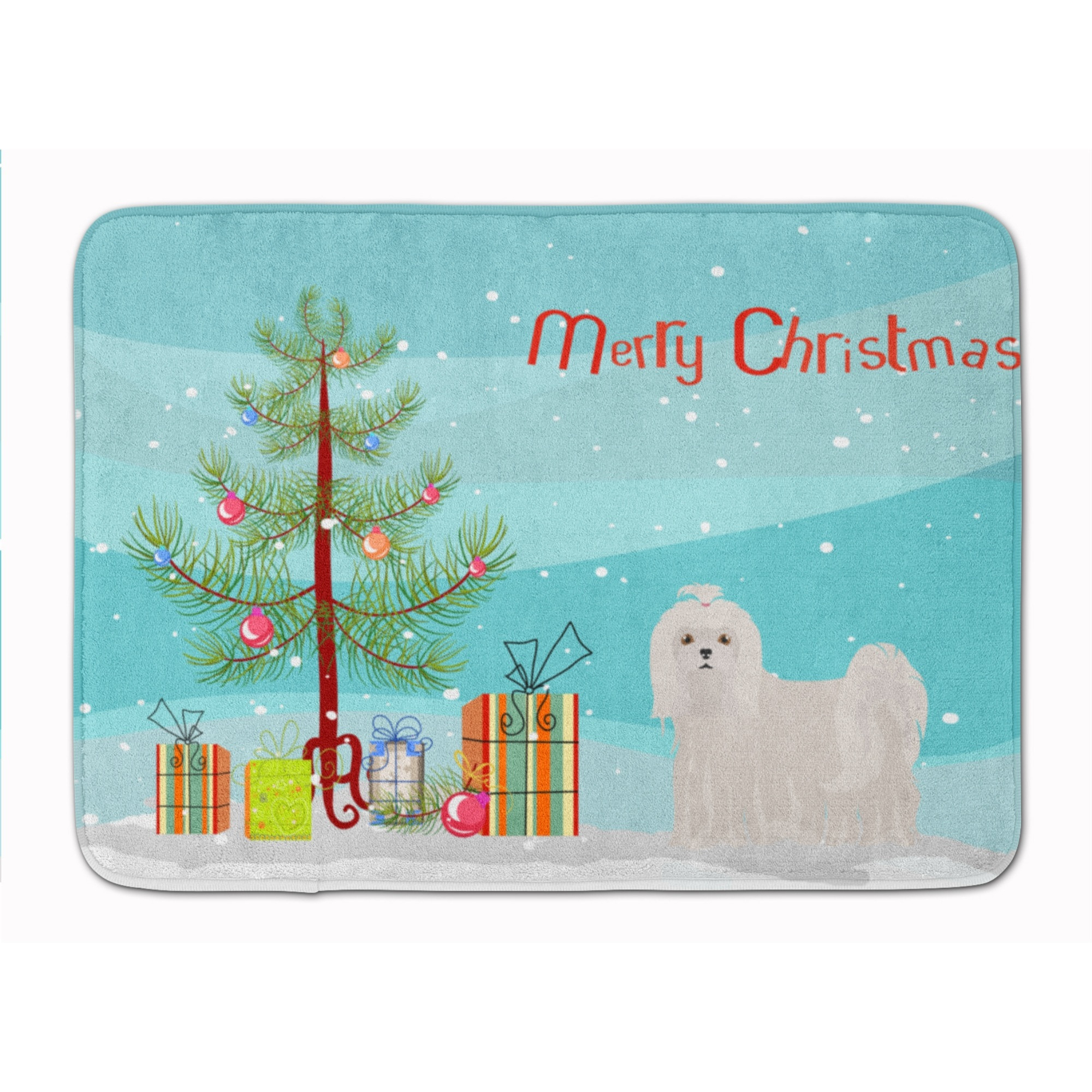 &quotCaroline's Treasures Maltese Christmas Tree Machine Washable Memory Foam Mat doormats, Multicolor"