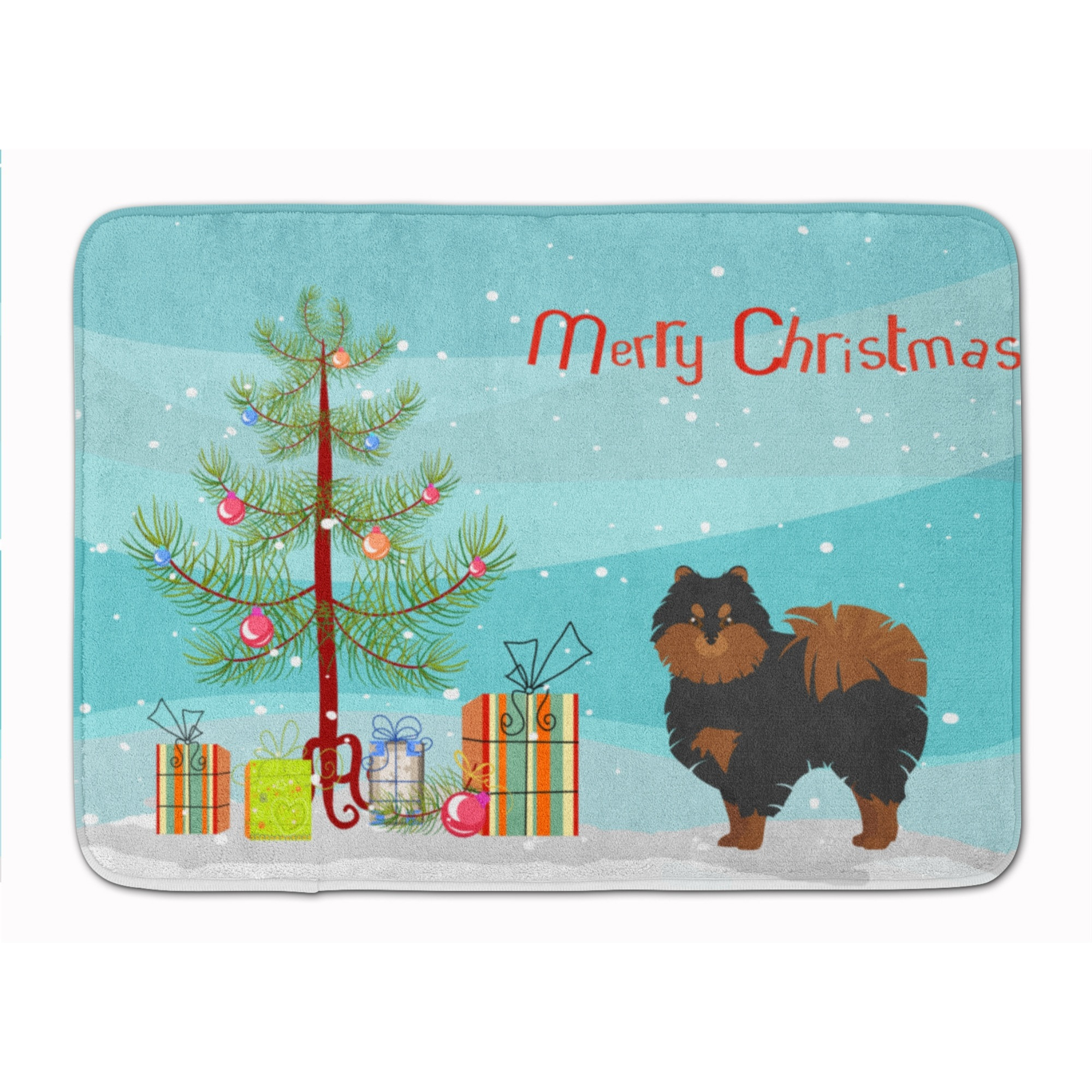 &quotCaroline's Treasures Pomeranian Christmas Tree Machine Washable Memory Foam Mat doormats, Multicolor"