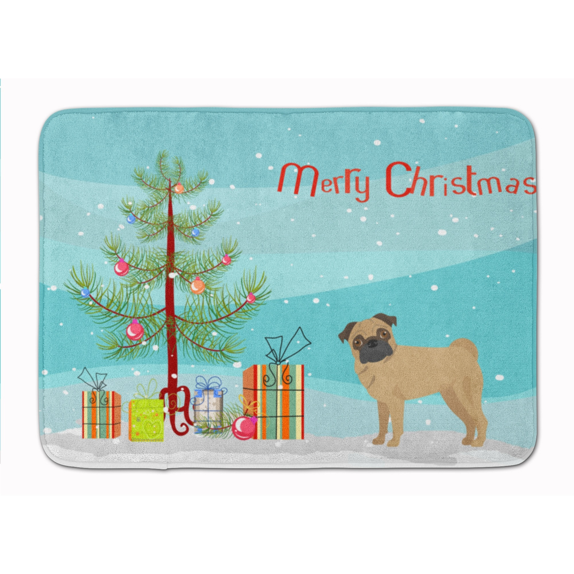 &quotCaroline's Treasures Pug Christmas Tree Machine Washable Memory Foam Mat doormats, Multicolor"