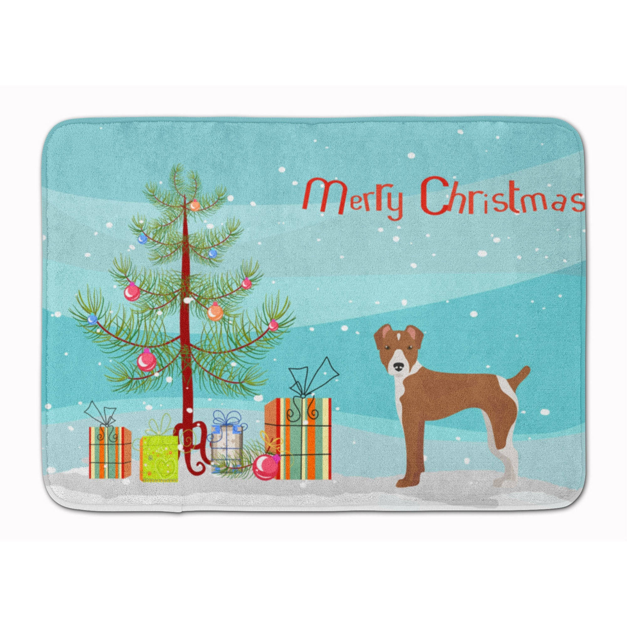 &quotCaroline's Treasures Rat Terrier Christmas Tree Machine Washable Memory Foam Mat doormats, Multicolor"