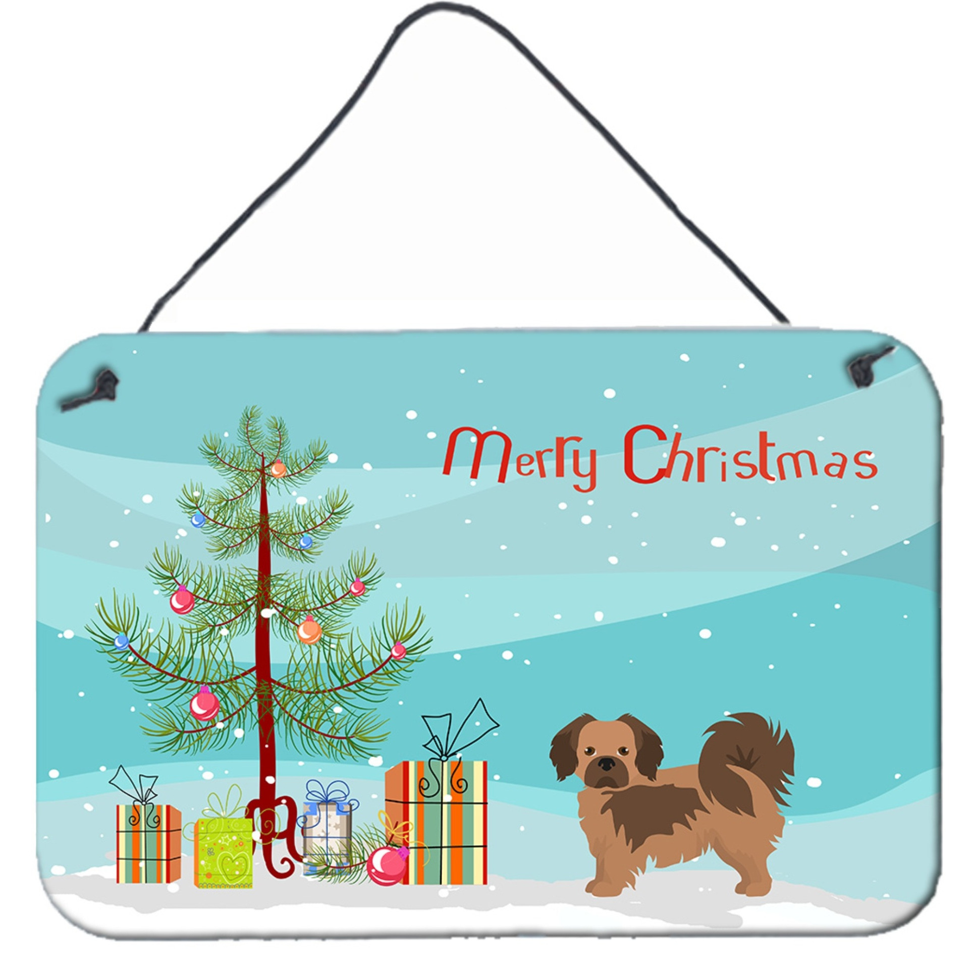 &quotCaroline's Treasures Tibetan Spaniel Christmas Tree Door Hanging Prints wall-decor, Multicolor"