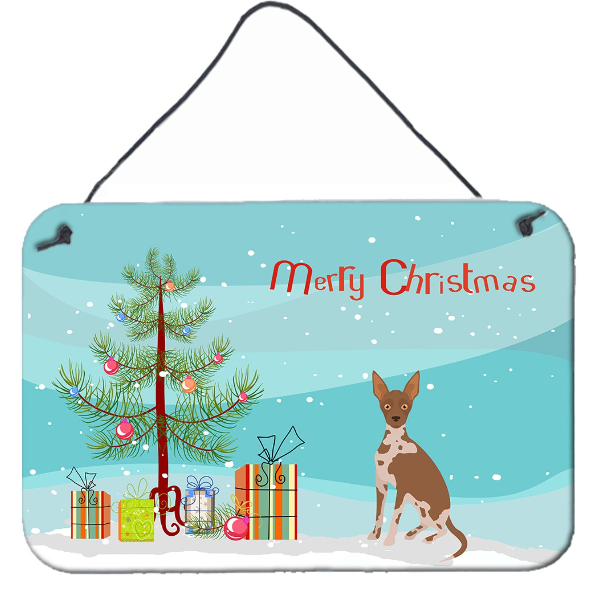 &quotCaroline's Treasures Tan Abyssinian or African Hairless Dog Christmas Tree Door Hanging Prints wall-decor, Multicolor"