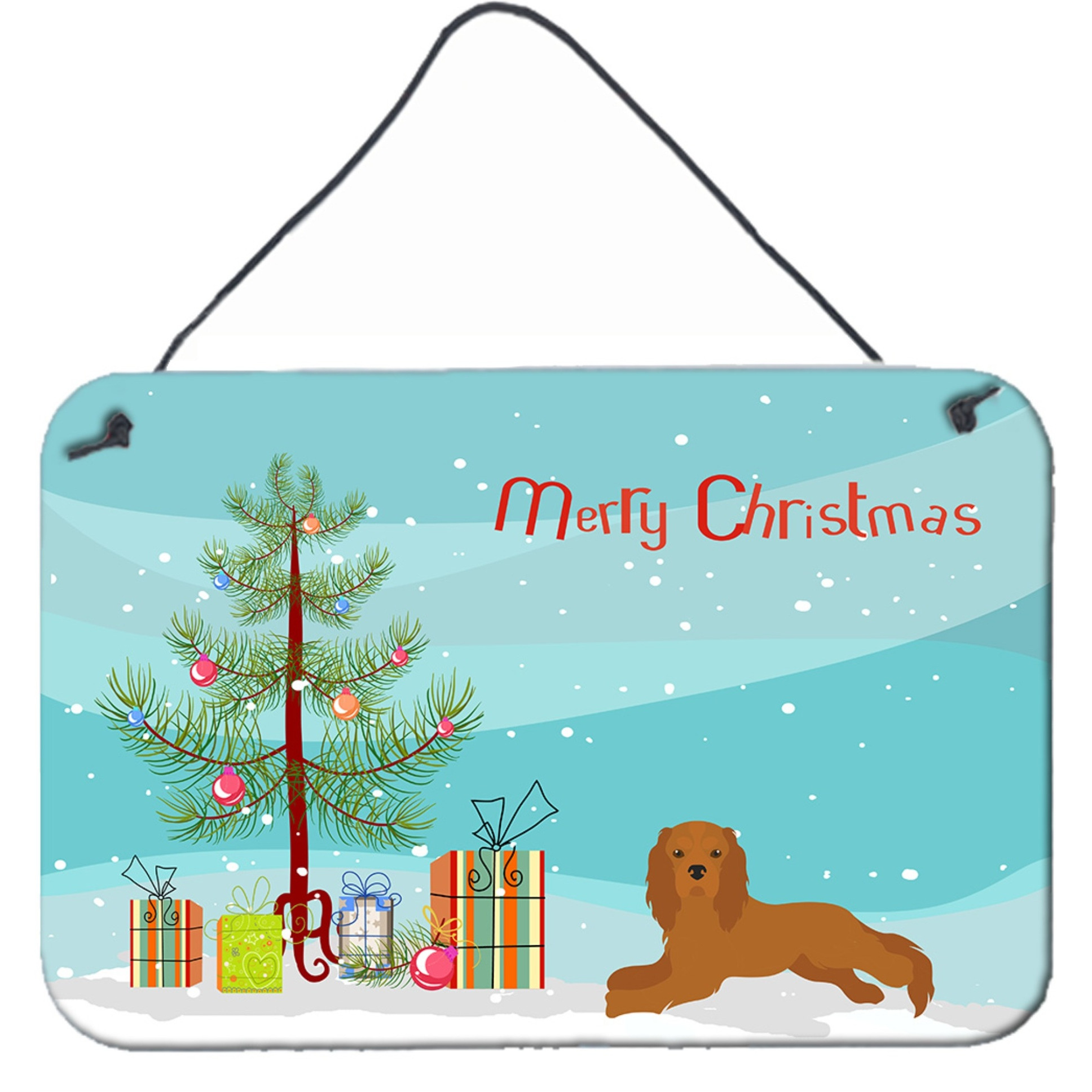 &quotCaroline's Treasures Ruby Cavalier King Charles Spaniel Christmas Tree Door Hanging Prints wall-decor, Multicolor"
