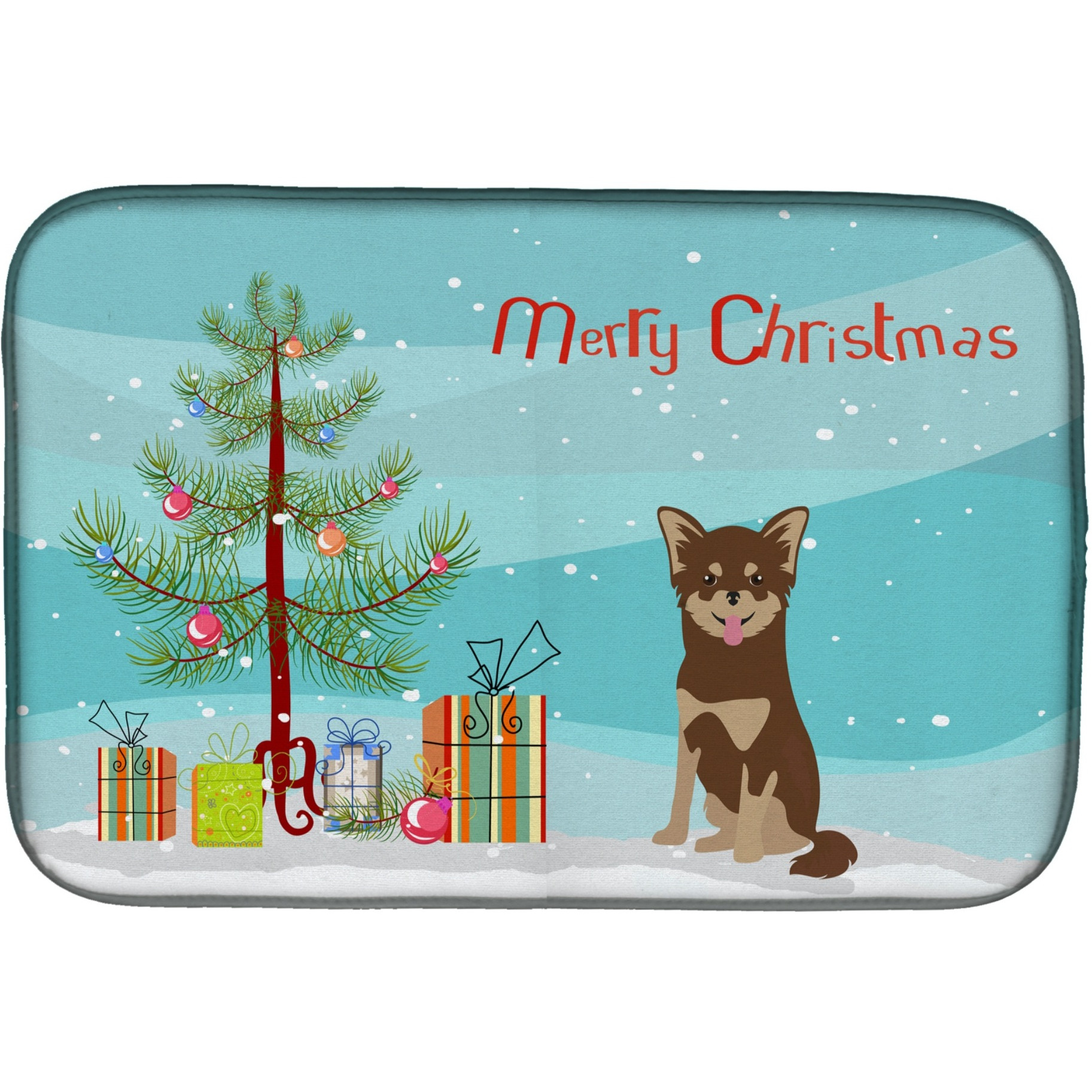 &quotCaroline's Treasures CK3496DDM Chihuahua Christmas Tree dish-drying-mats, 14 x 21, Multicolor"