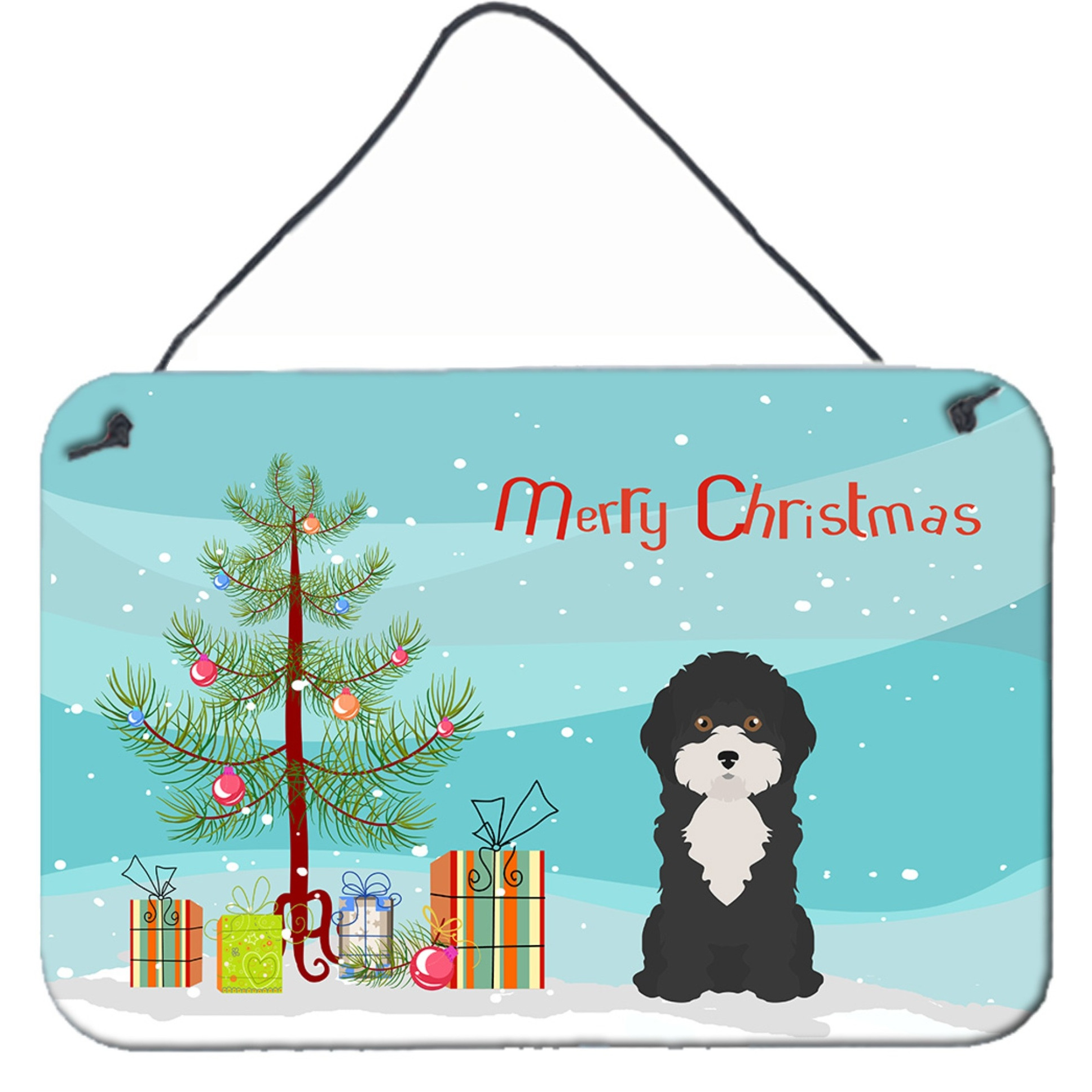 &quotCaroline's Treasures Black and White Cyprus Poodle Christmas Tree Door Hanging Prints wall-decor, Multicolor"