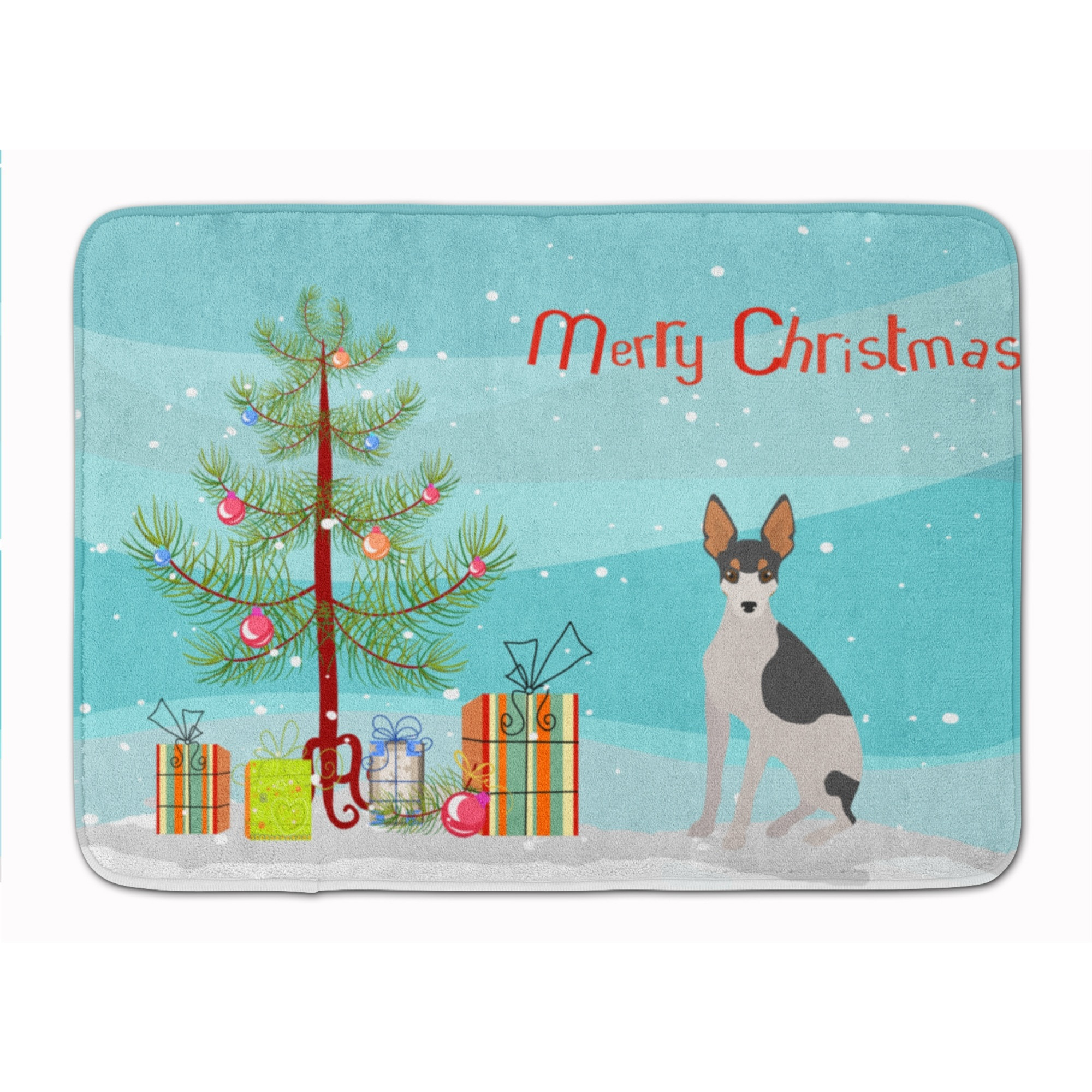 &quotCaroline's Treasures Miniature Fox Terrier 2 Christmas Tree Machine Washable Memory Foam Mat doormats, Multicolor"