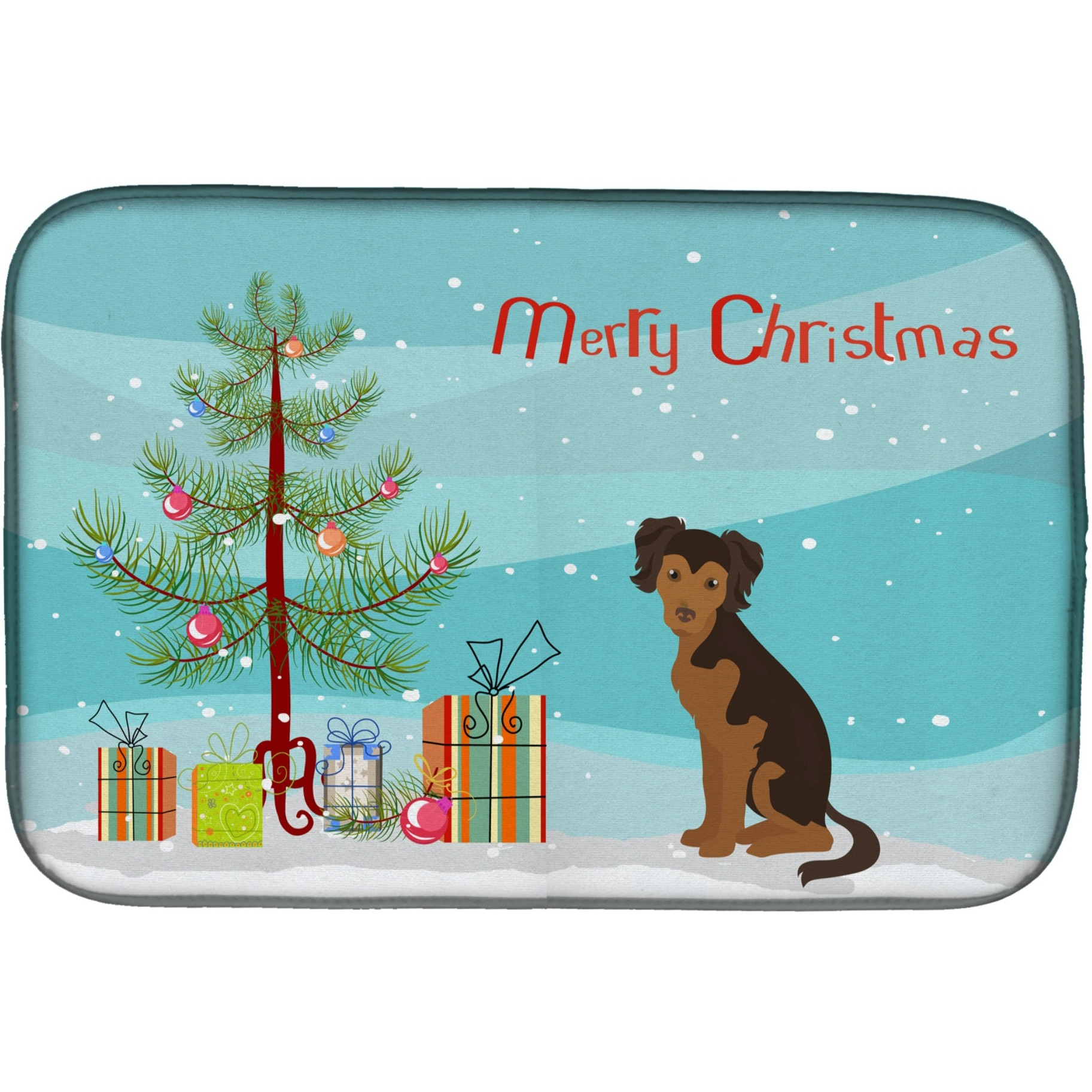 &quotCaroline's Treasures CK3506DDM Persian Chihuahua Christmas Tree dish-drying-mats, 14 x 21, Multicolor"