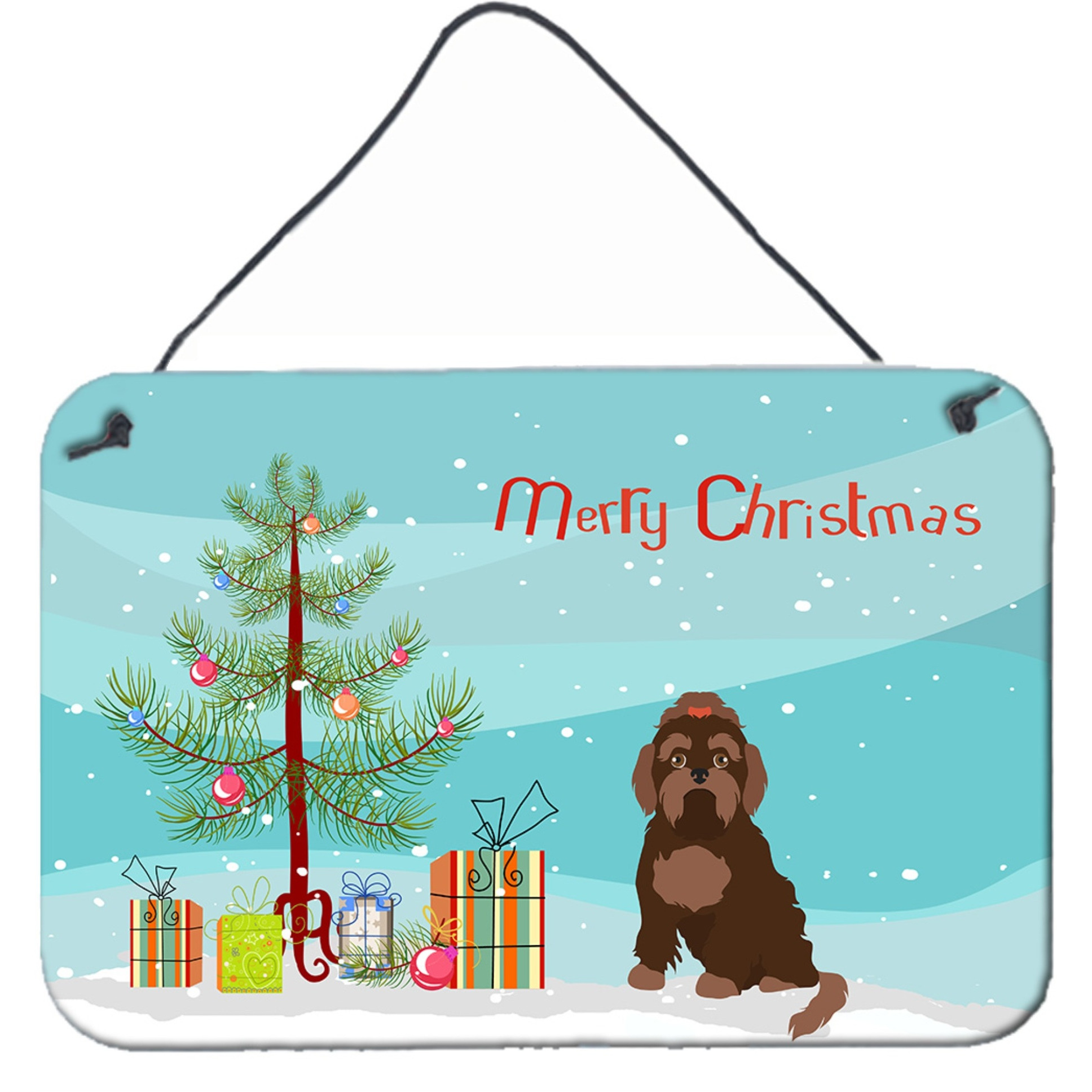 &quotCaroline's Treasures Brown Russian Tsvetnaya Bolonka Lap Dog Christmas Tree Door Hanging Prints wall-decor, Multicolor"