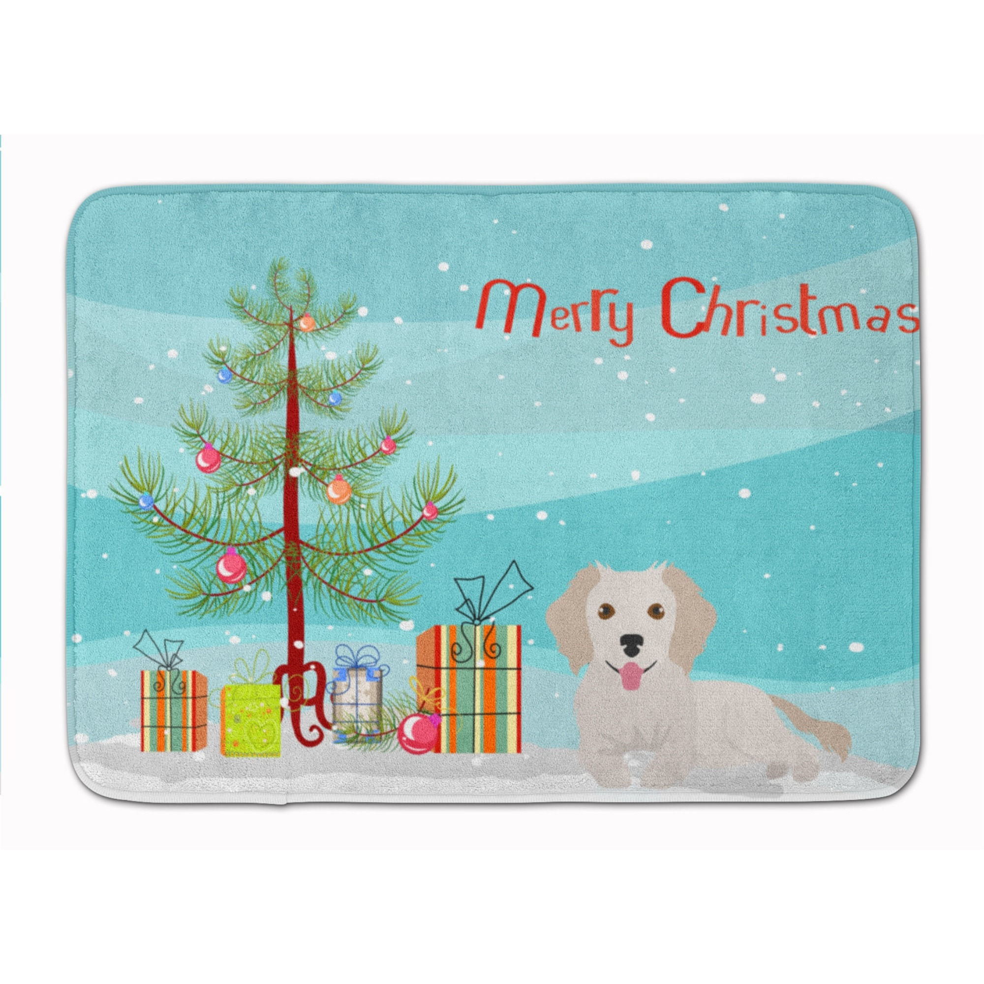 &quotCaroline's Treasures Small Greek Domestic Dog Kokoni 2 Christmas Tree Machine Washable Memory Foam Mat doormats, Multicolor"