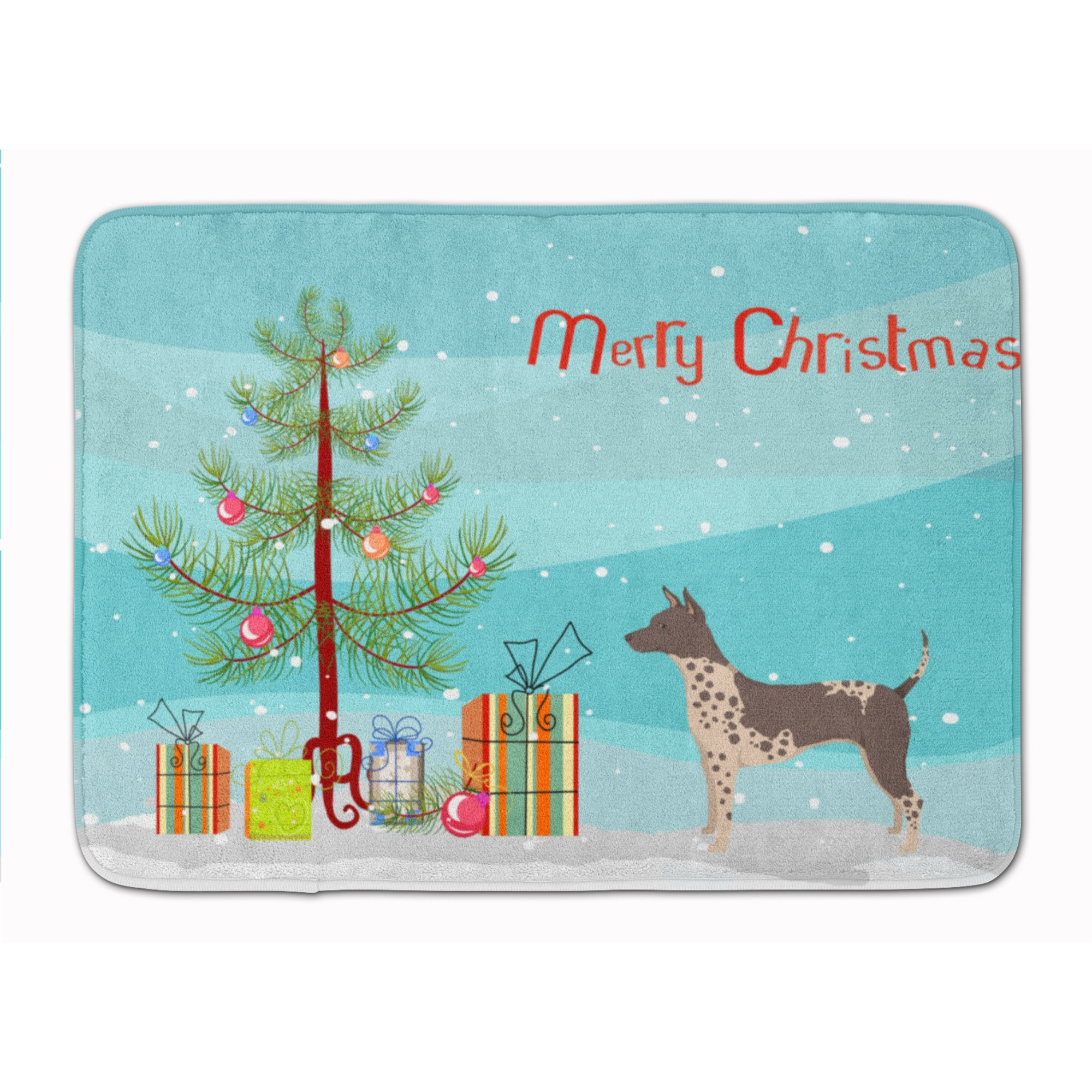 &quotCaroline's Treasures American Hairless Terrier Christmas Tree Machine Washable Memory Foam Mat doormats, Multicolor"