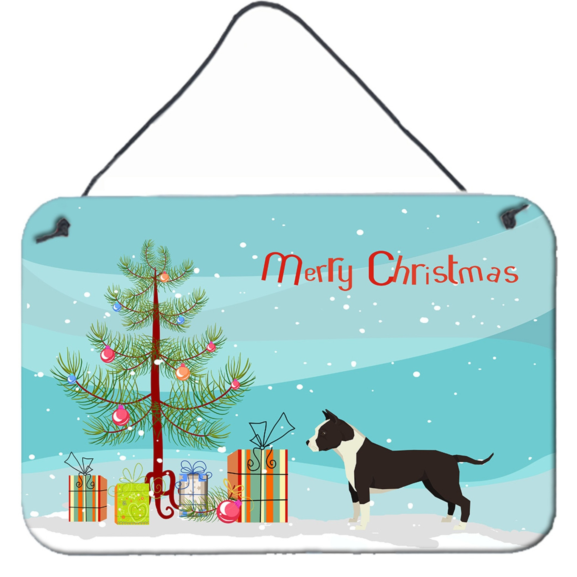 &quotCaroline's Treasures American Staffordshire Terrier Christmas Tree Door Hanging Prints wall-decor, Multicolor"