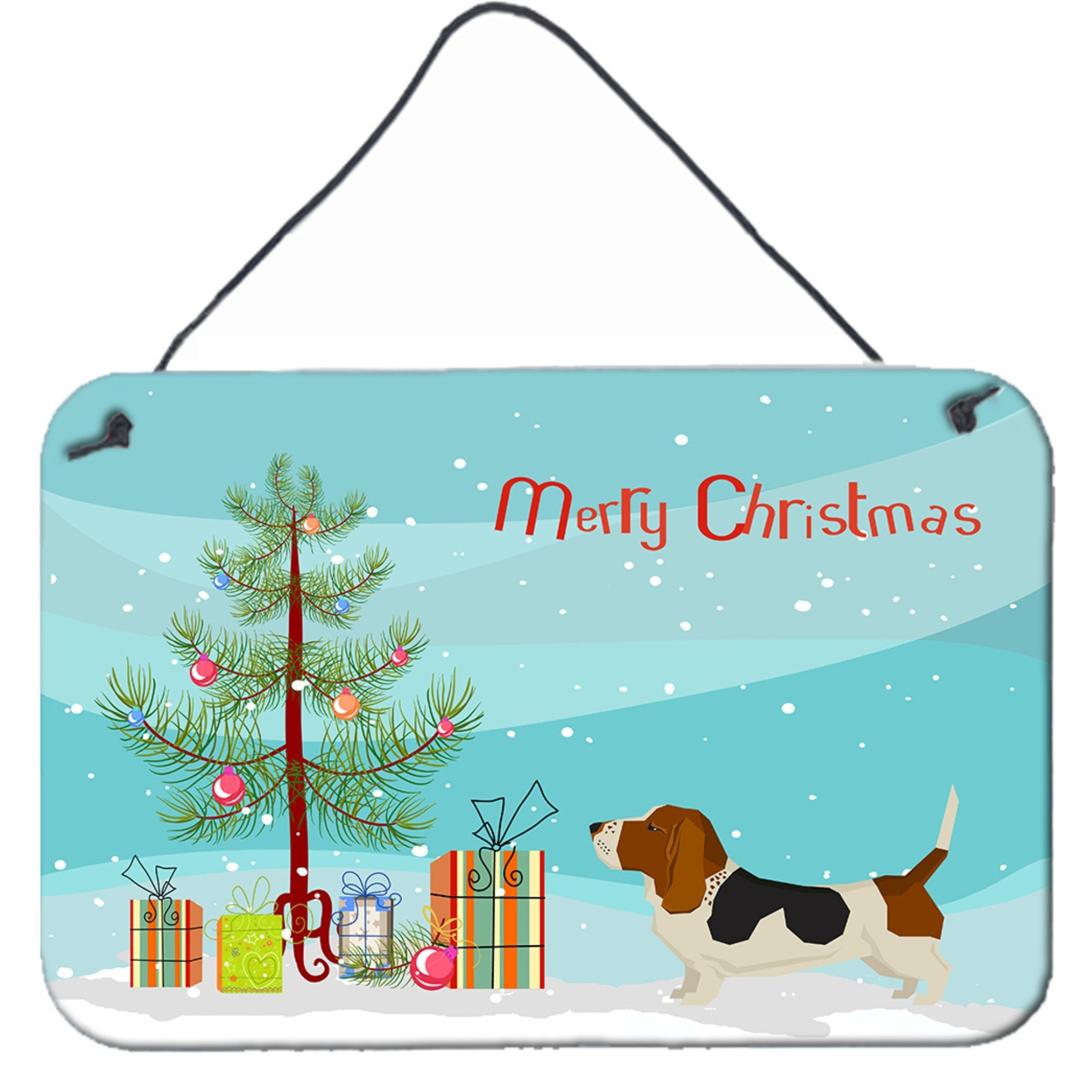 &quotCaroline's Treasures Basset Hound Christmas Tree Door Hanging Prints wall-decor, Multicolor"