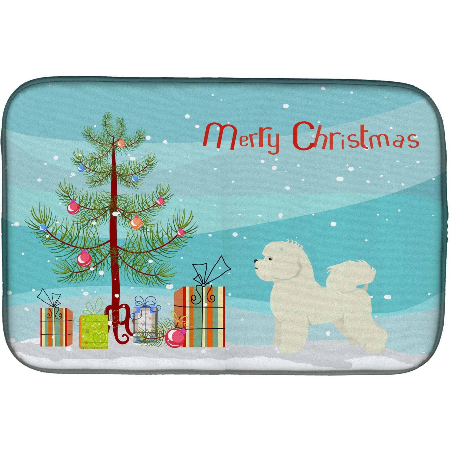&quotCaroline's Treasures CK3521DDM Bichon Frise Christmas Tree dish-drying-mats, 14 x 21, Multicolor"