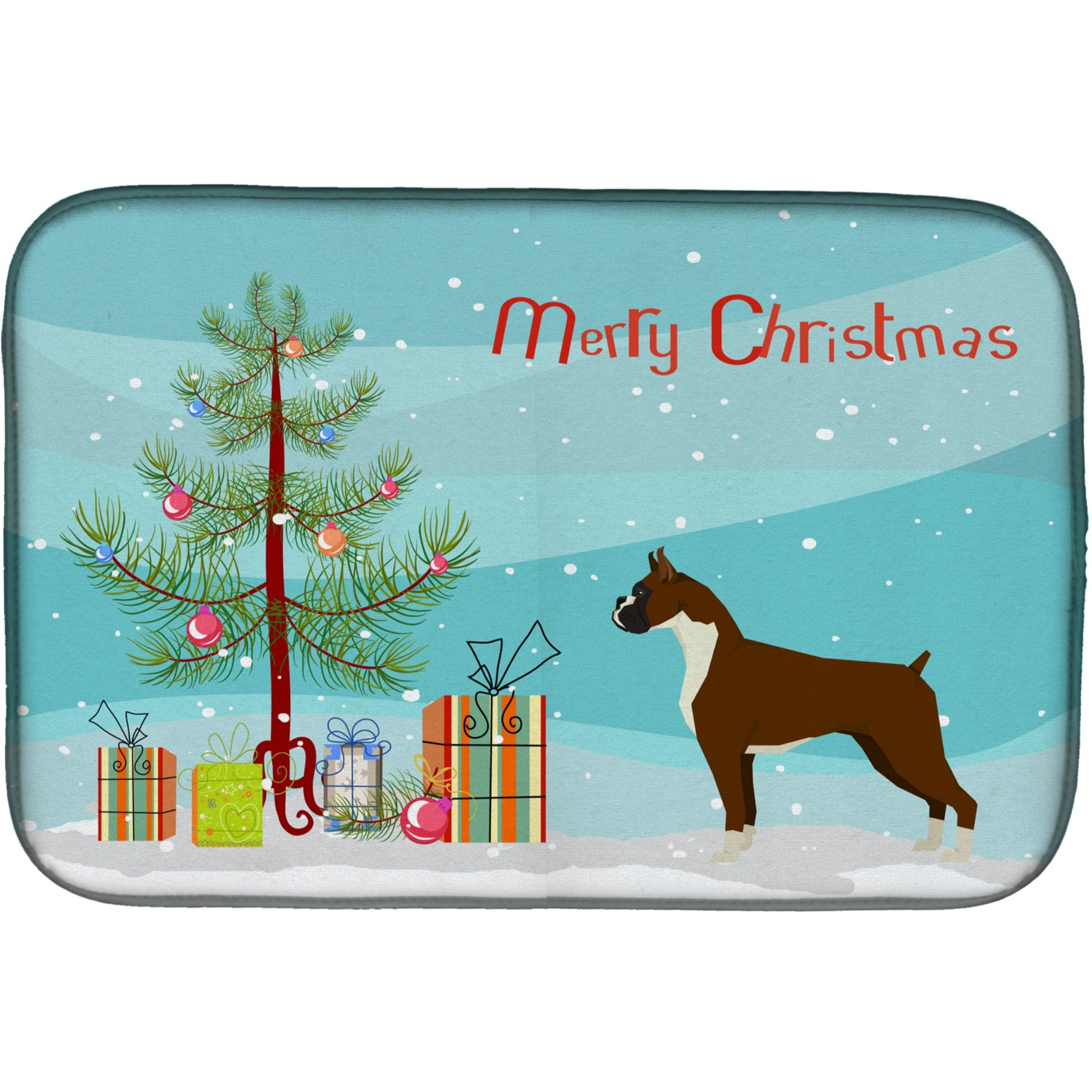 &quotCaroline's Treasures CK3526DDM Boxer Christmas Tree dish-drying-mats, 14 x 21, Multicolor"