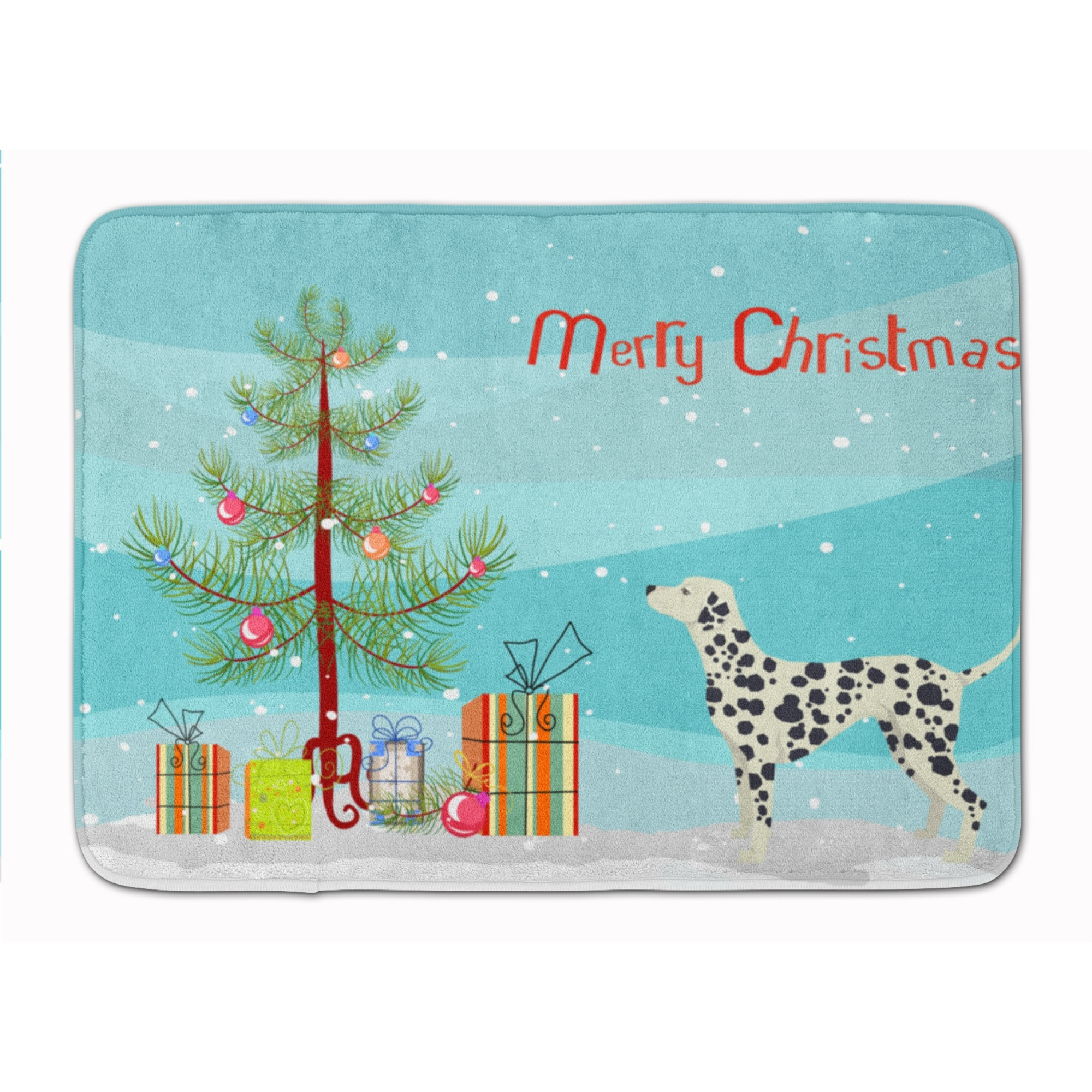 &quotCaroline's Treasures Dalmatian Christmas Tree Machine Washable Memory Foam Mat doormats, Multicolor"