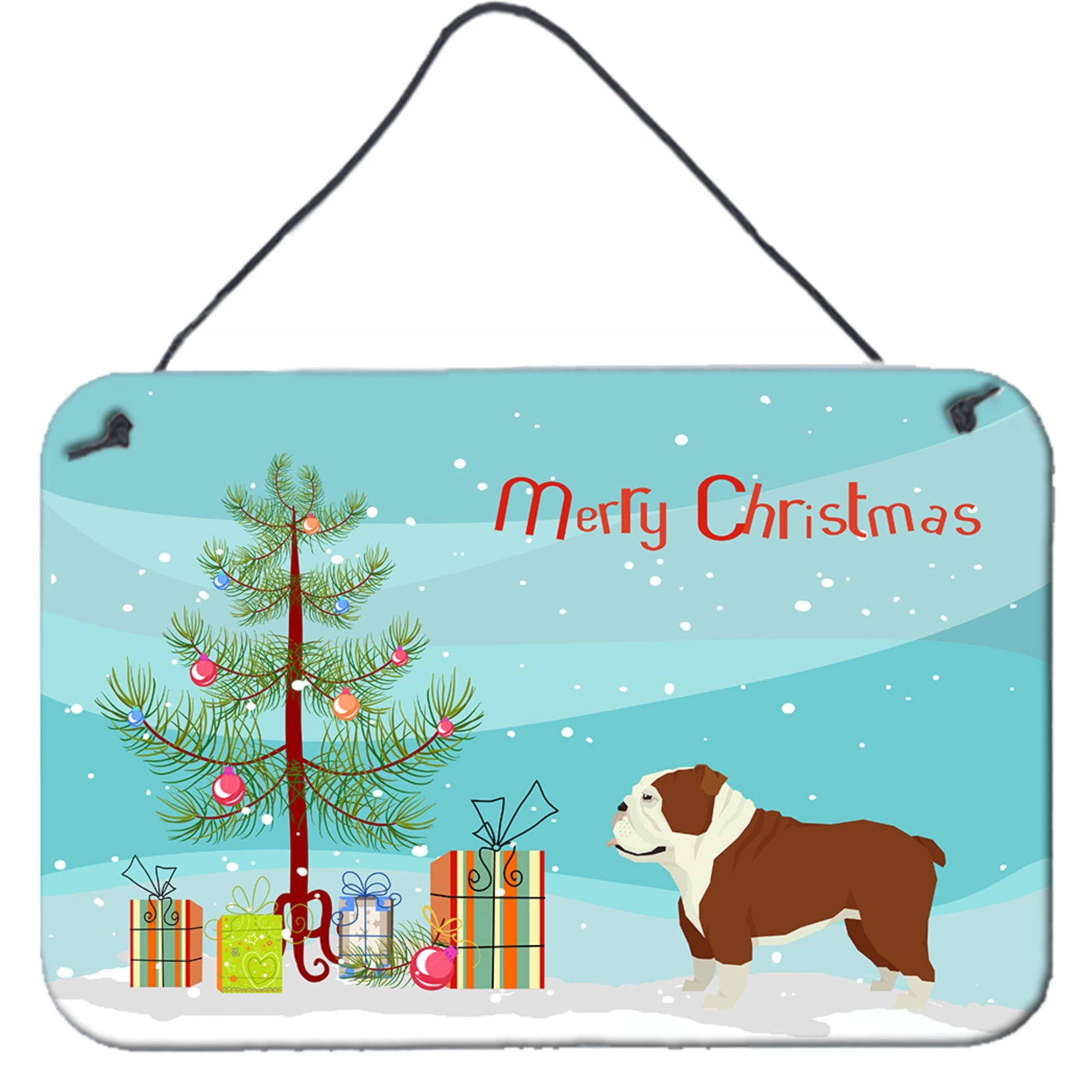 &quotCaroline's Treasures English Bulldog Christmas Tree Door Hanging Prints wall-decor, Multicolor"