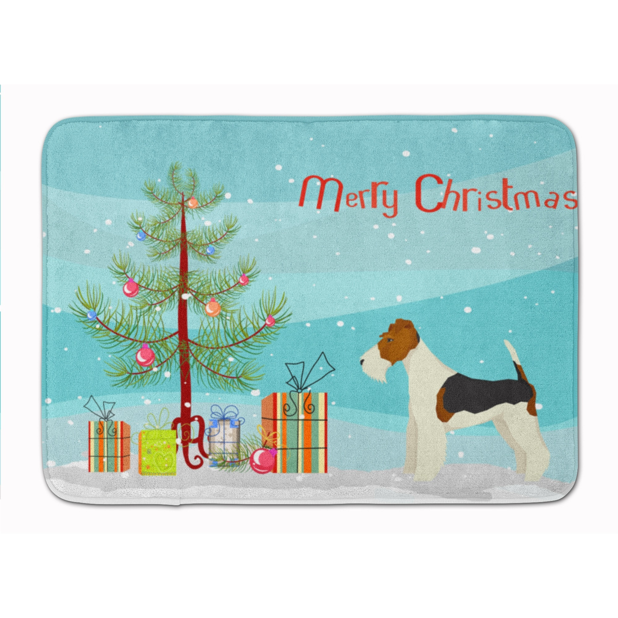 &quotCaroline's Treasures Fox Terrier Christmas Tree Machine Washable Memory Foam Mat doormats, Multicolor"
