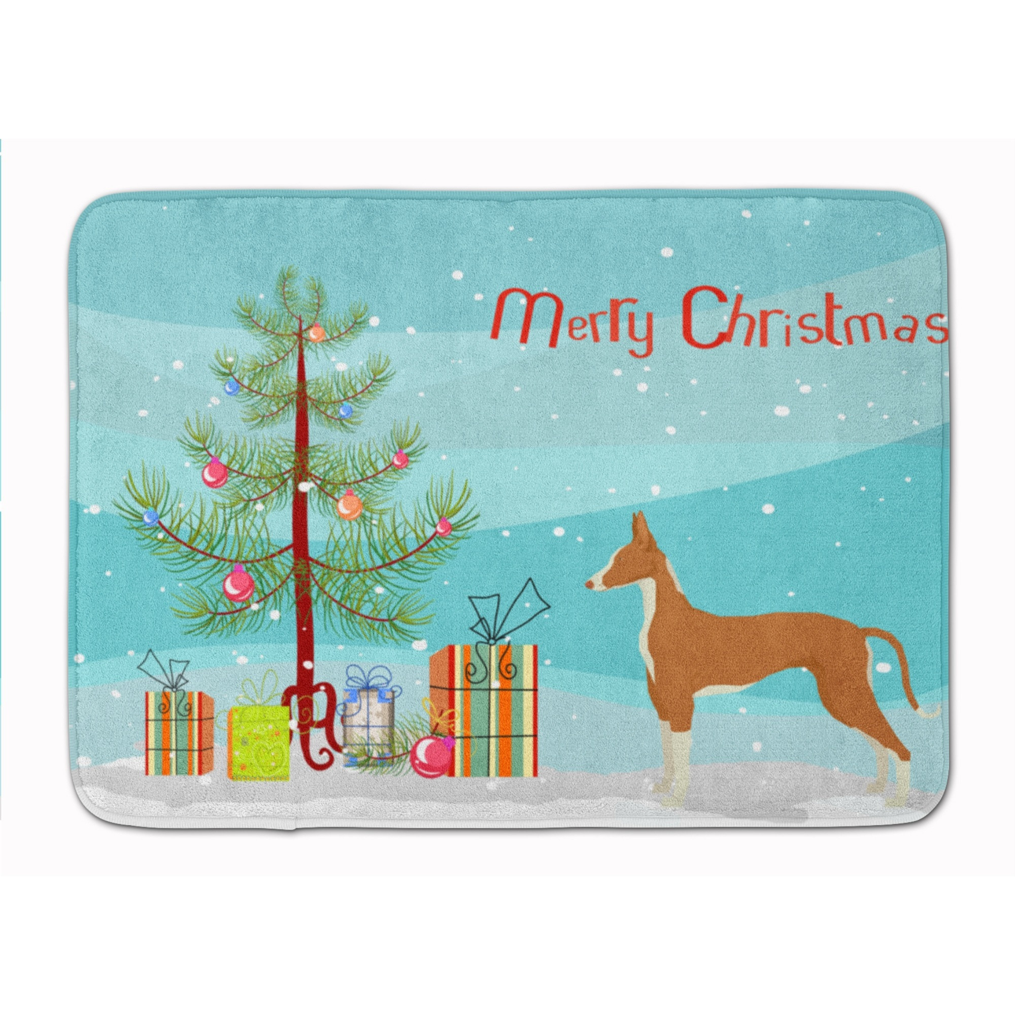 &quotCaroline's Treasures Ibizan Hound Christmas Tree Machine Washable Memory Foam Mat doormats, Multicolor"