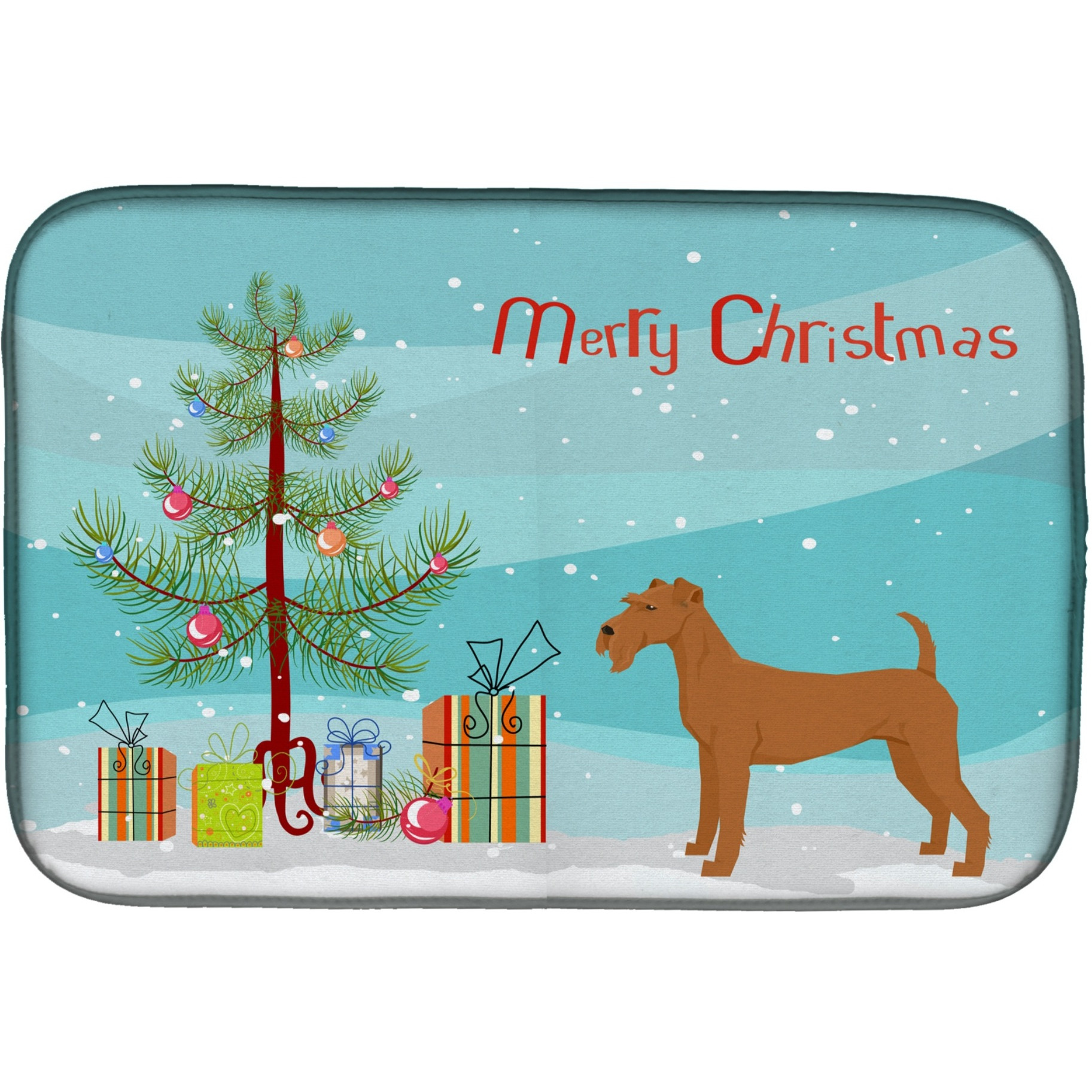 &quotCaroline's Treasures CK3546DDM Irish Terrier Christmas Tree dish-drying-mats, 14 x 21, Multicolor"