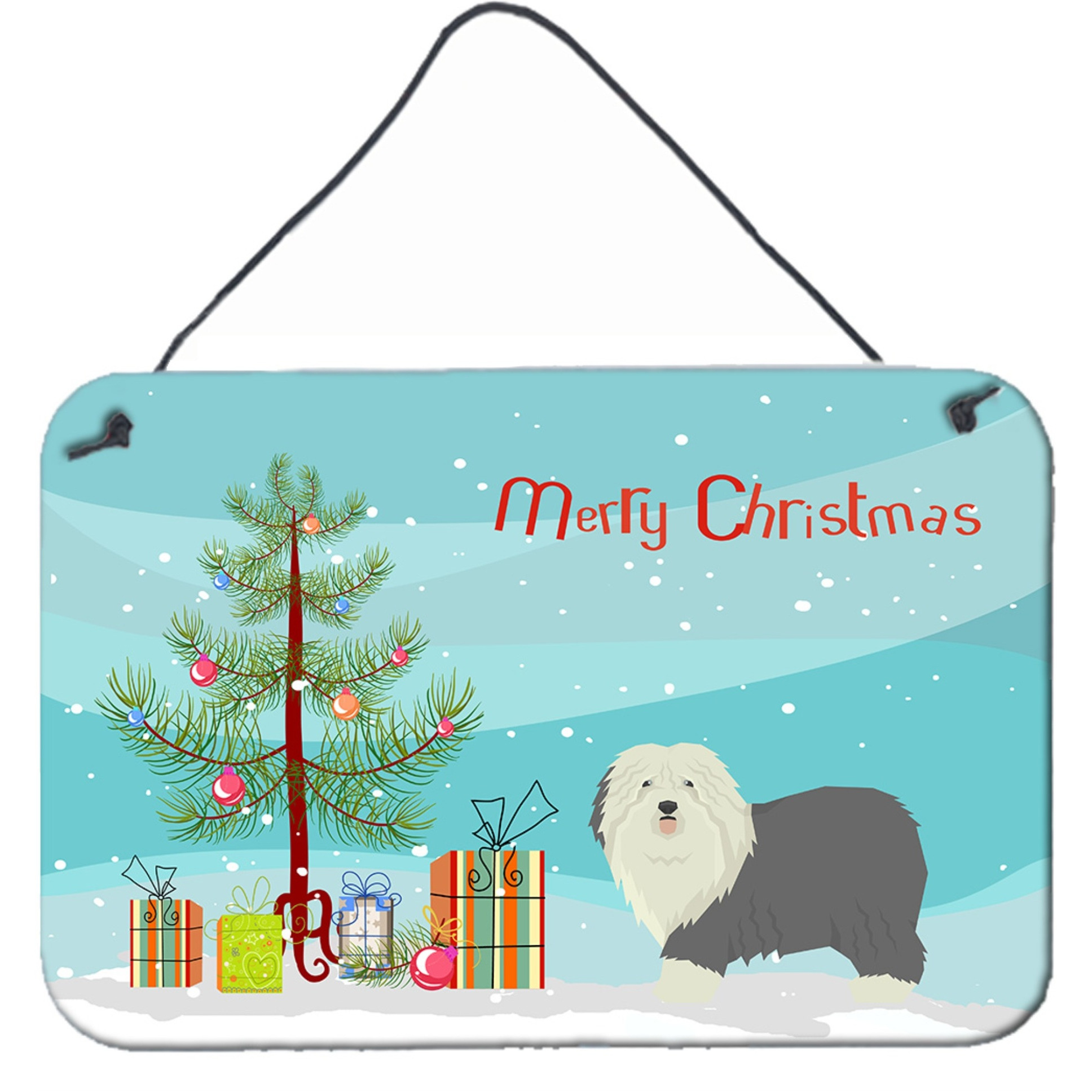 &quotCaroline's Treasures Old English Sheepdog Christmas Tree Door Hanging Prints wall-decor, Multicolor"