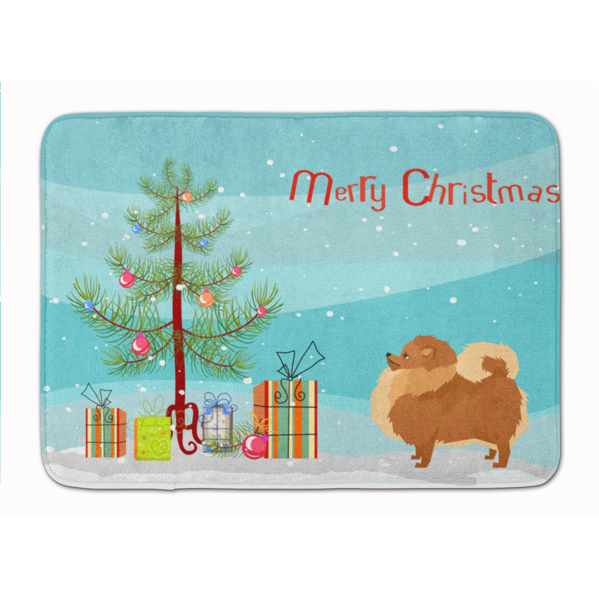 &quotCaroline's Treasures Pomeranian Christmas Tree Machine Washable Memory Foam Mat doormats, Multicolor"