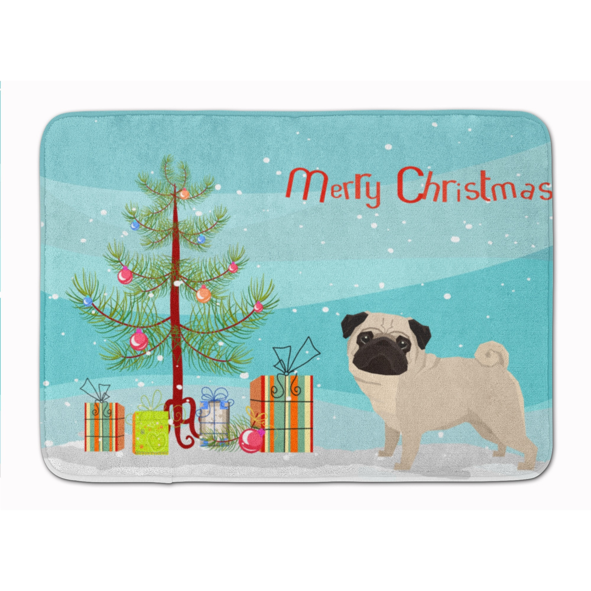 &quotCaroline's Treasures Pug Christmas Tree Machine Washable Memory Foam Mat doormats, Multicolor"