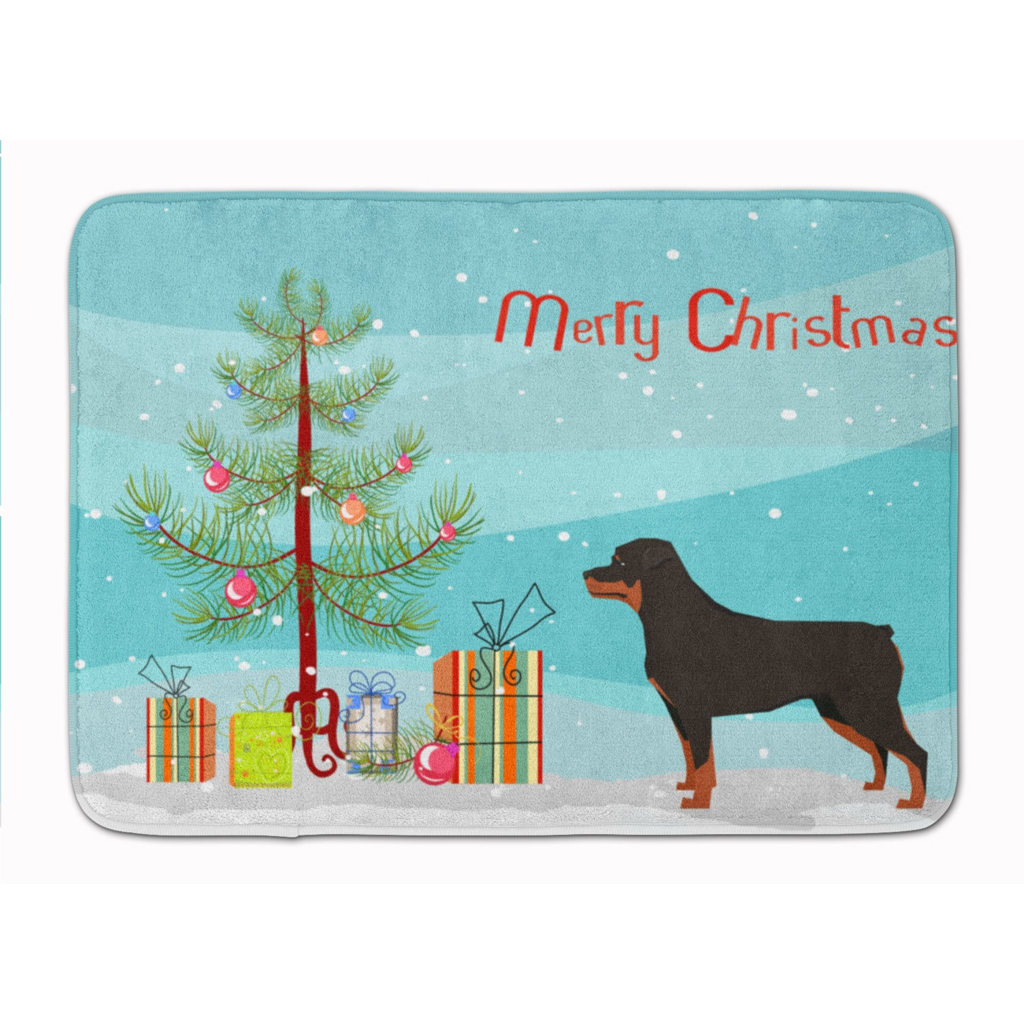 &quotCaroline's Treasures Rottweiler Christmas Tree Machine Washable Memory Foam Mat doormats, Multicolor"
