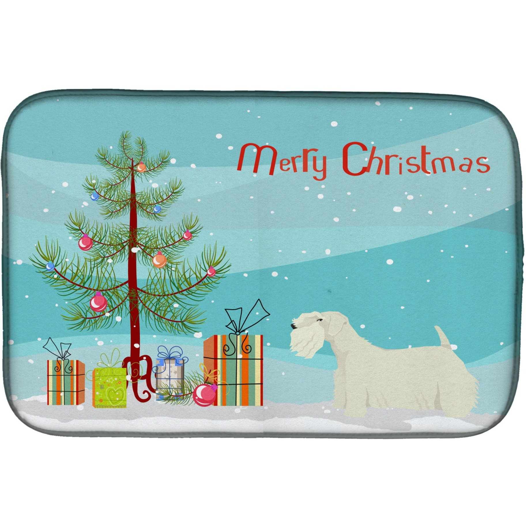 &quotCaroline's Treasures CK3561DDM Sealyham Terrier Christmas Tree dish-drying-mats, 14 x 21, Multicolor"