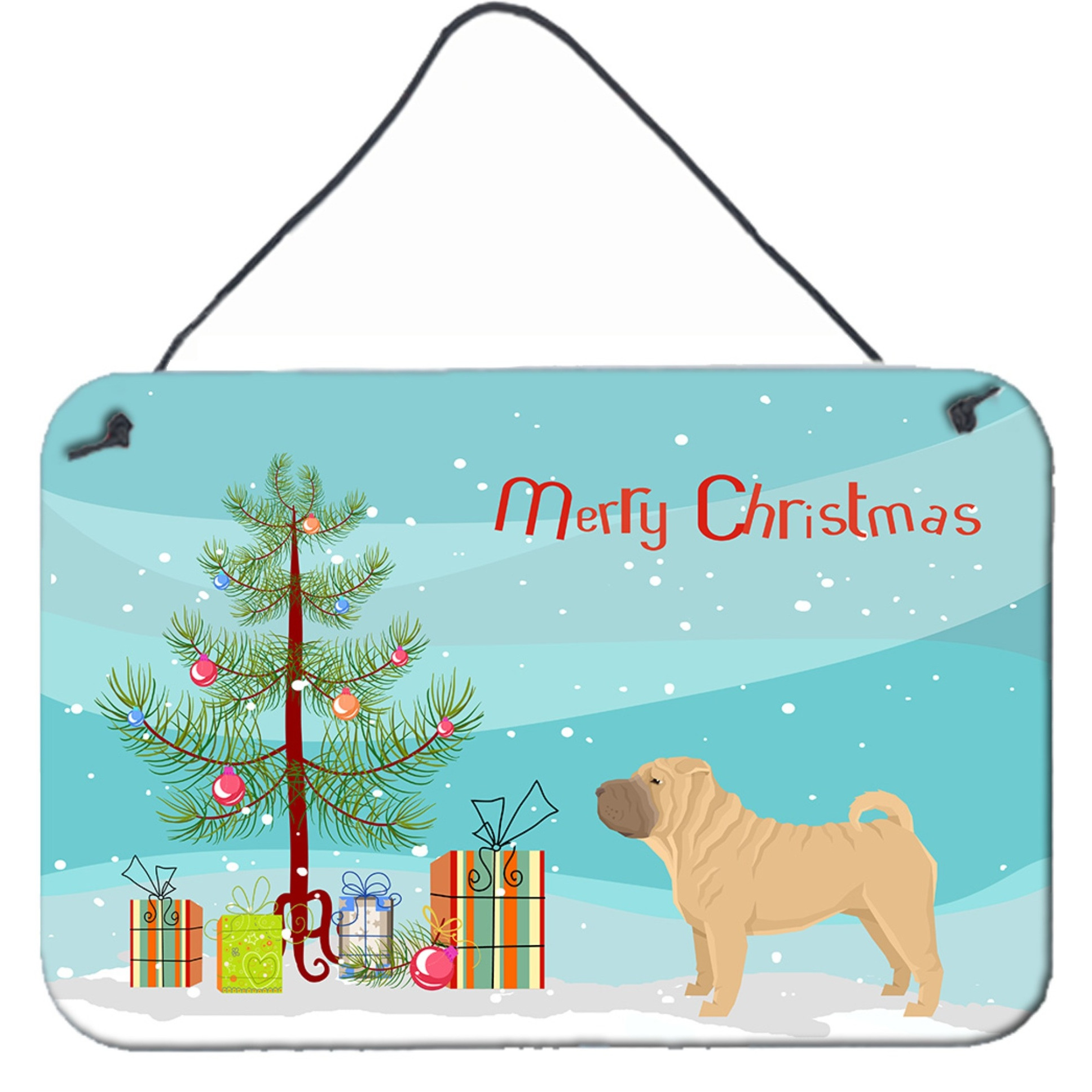 &quotCaroline's Treasures Shar Pei Christmas Tree Door Hanging Prints wall-decor, Multicolor"