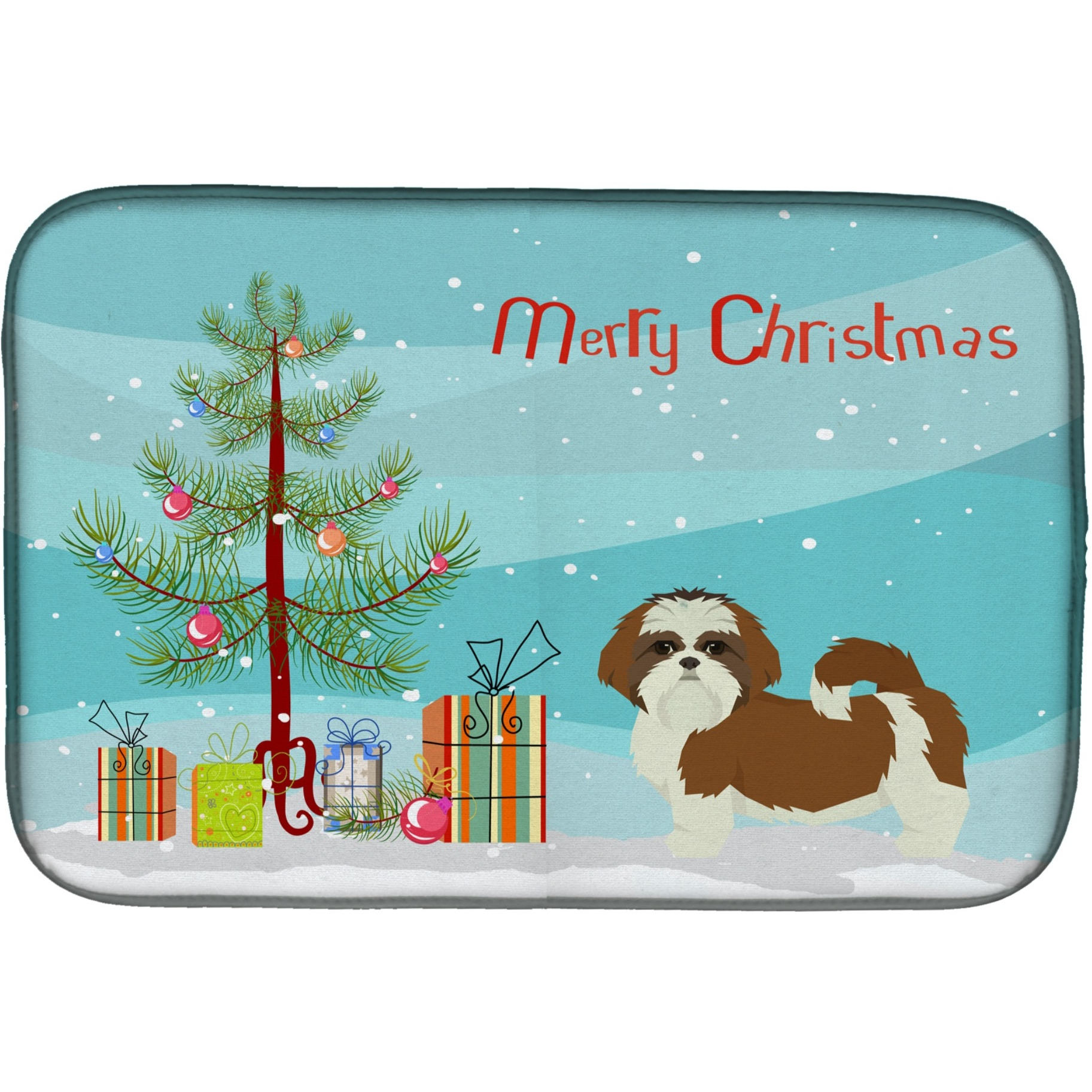 &quotCaroline's Treasures CK3563DDM Shih Tzu Christmas Tree dish-drying-mats, 14 x 21, Multicolor"