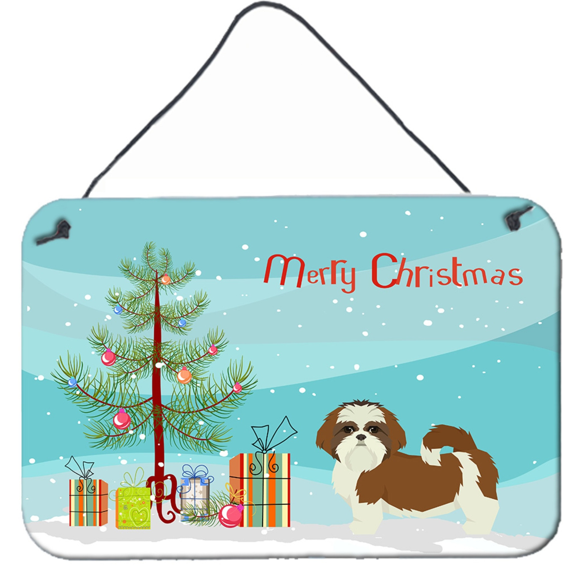 &quotCaroline's Treasures Shih Tzu Christmas Tree Door Hanging Prints wall-decor, Multicolor"