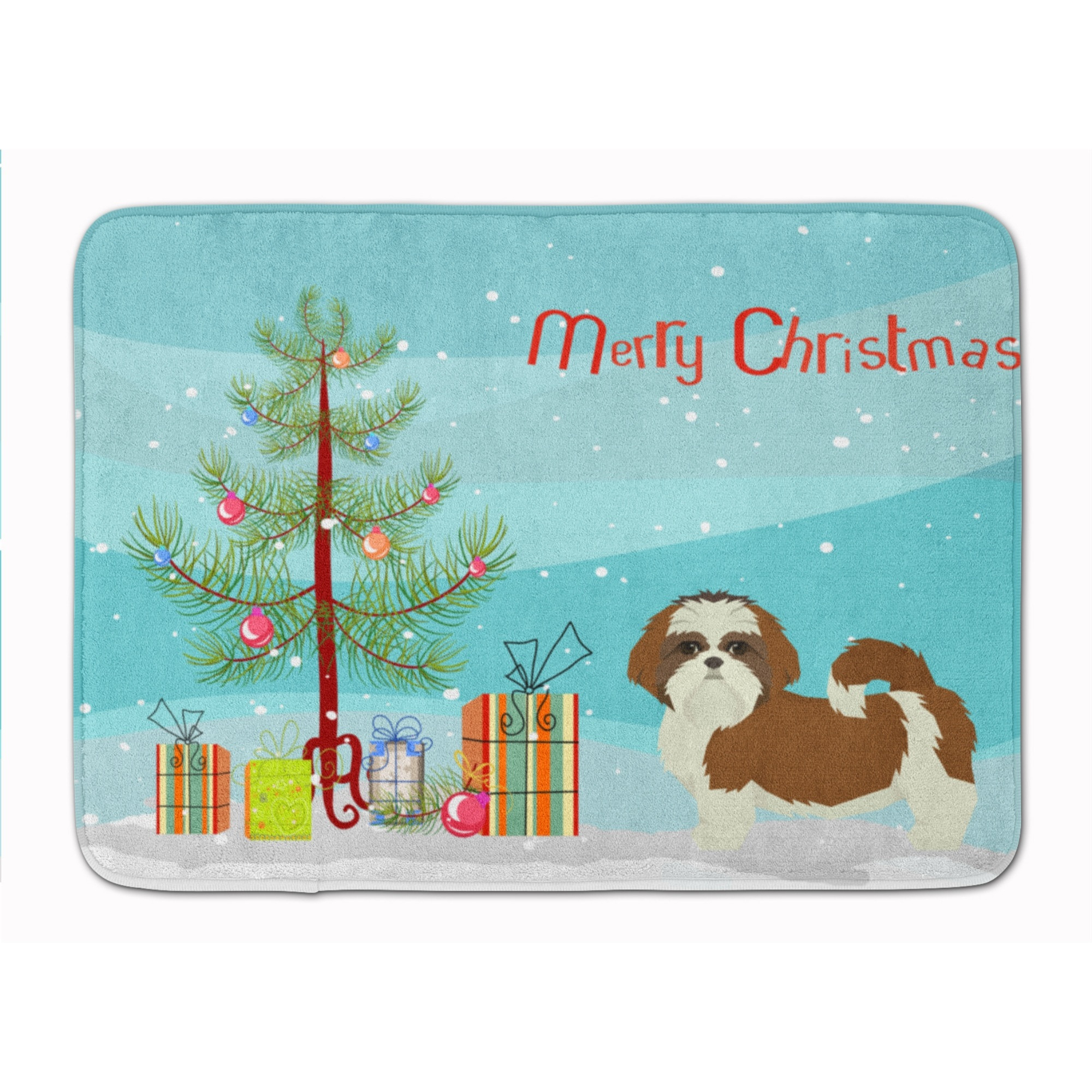 &quotCaroline's Treasures Shih Tzu Christmas Tree Machine Washable Memory Foam Mat doormats, Multicolor"
