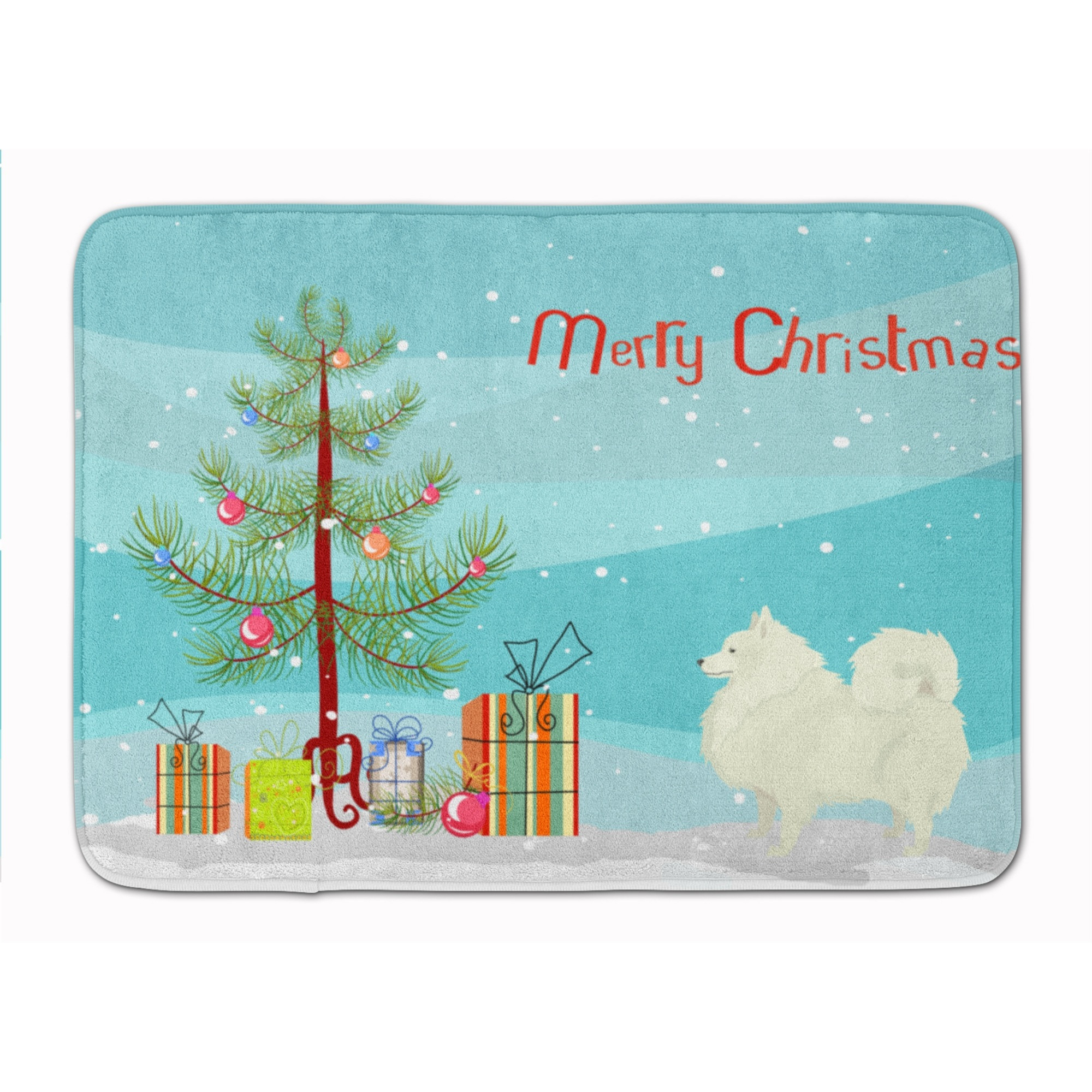 &quotCaroline's Treasures Spitz Christmas Tree Machine Washable Memory Foam Mat doormats, Multicolor"