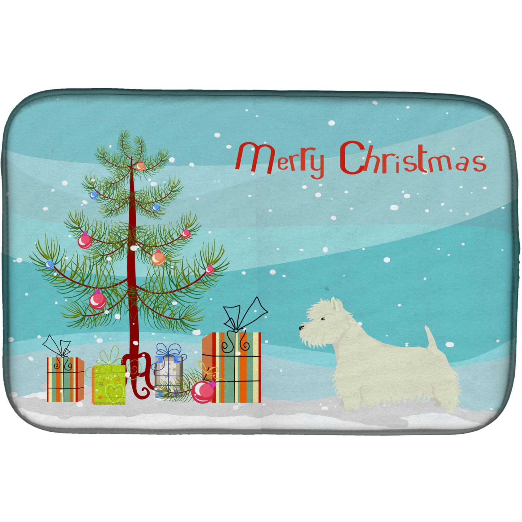 &quotCaroline's Treasures CK3569DDM Westie Christmas Tree dish-drying-mats, 14 x 21, Multicolor"
