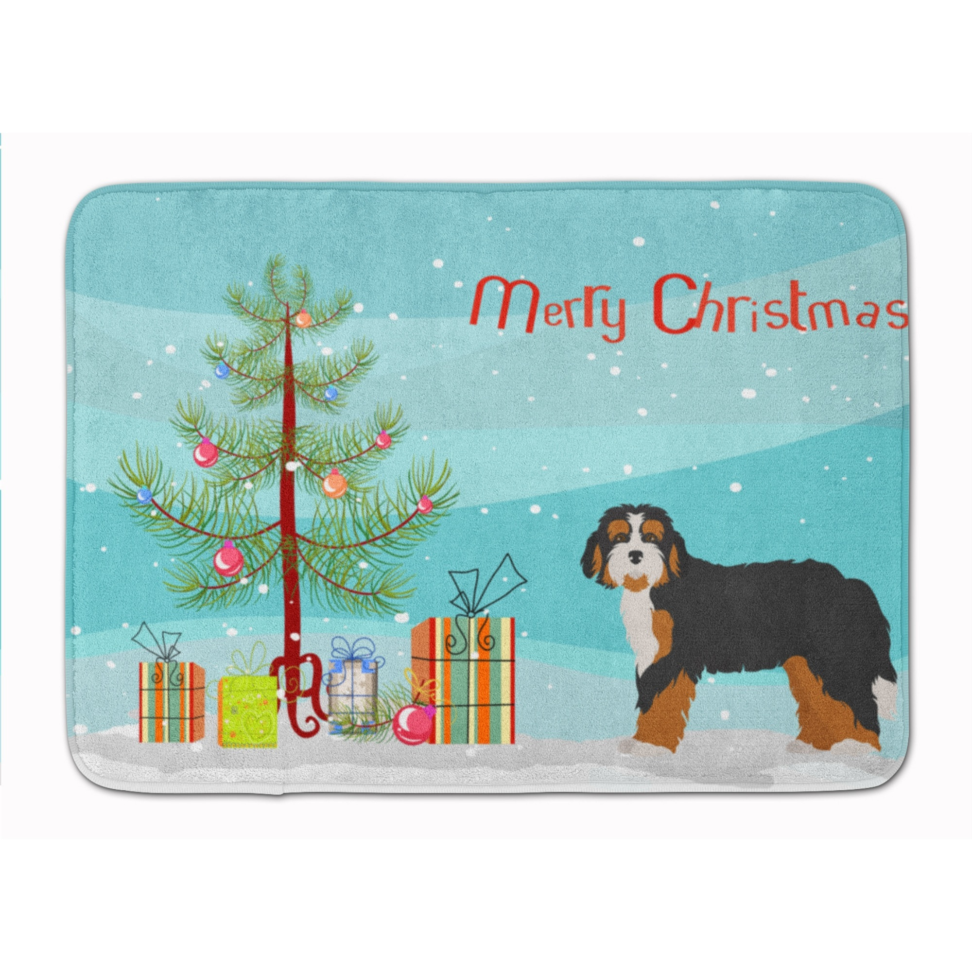 &quotCaroline's Treasures Bernedoodle Christmas Tree Machine Washable Memory Foam Mat doormats, Multicolor"