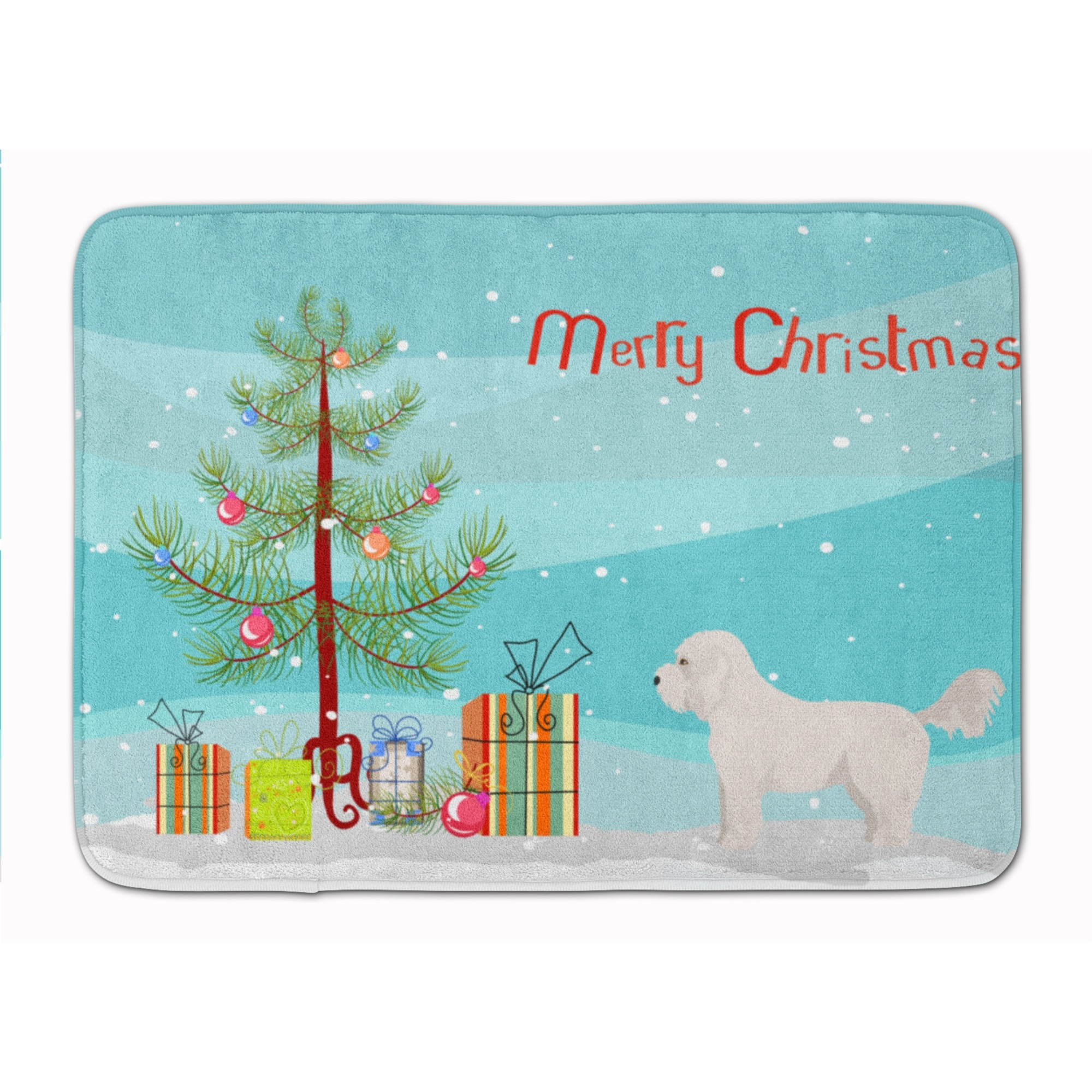 &quotCaroline's Treasures Bichpoo White Christmas Tree Machine Washable Memory Foam Mat doormats, Multicolor"