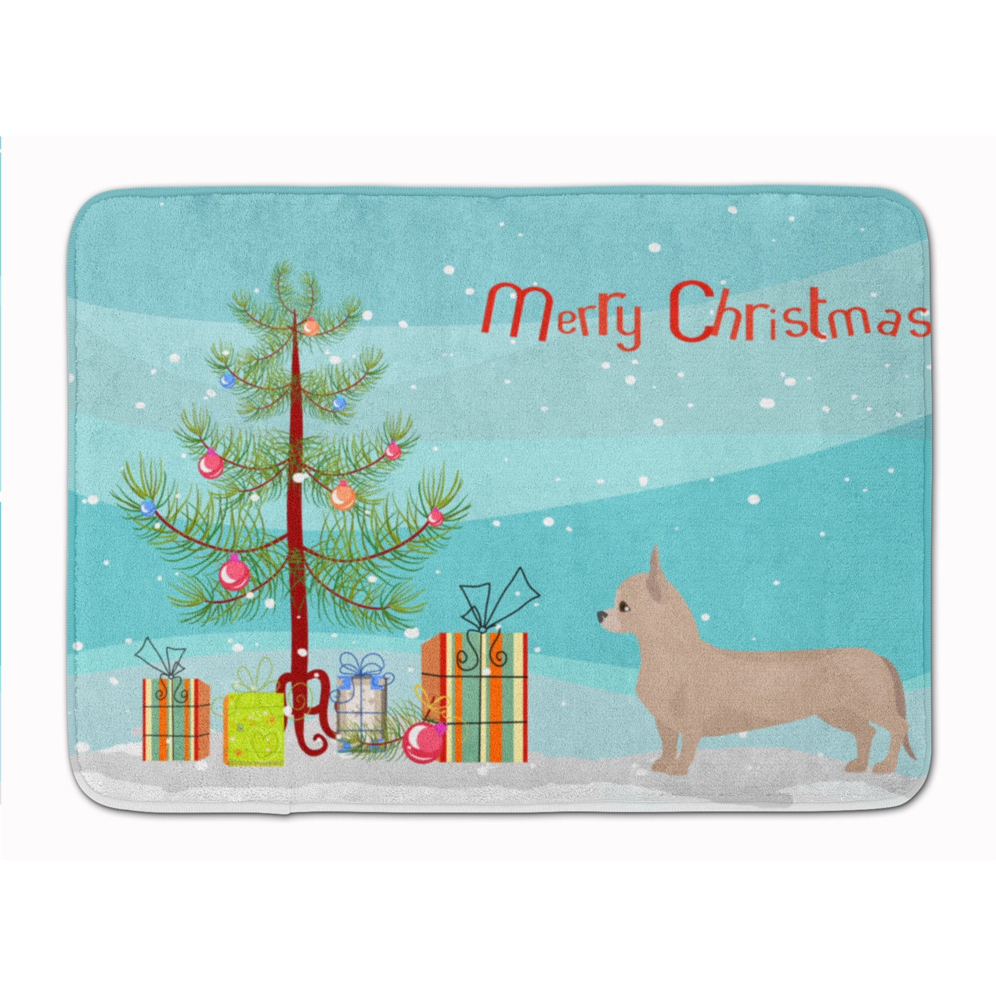 &quotCaroline's Treasures Tan Chiweenie Christmas Tree Machine Washable Memory Foam Mat doormats, Multicolor"