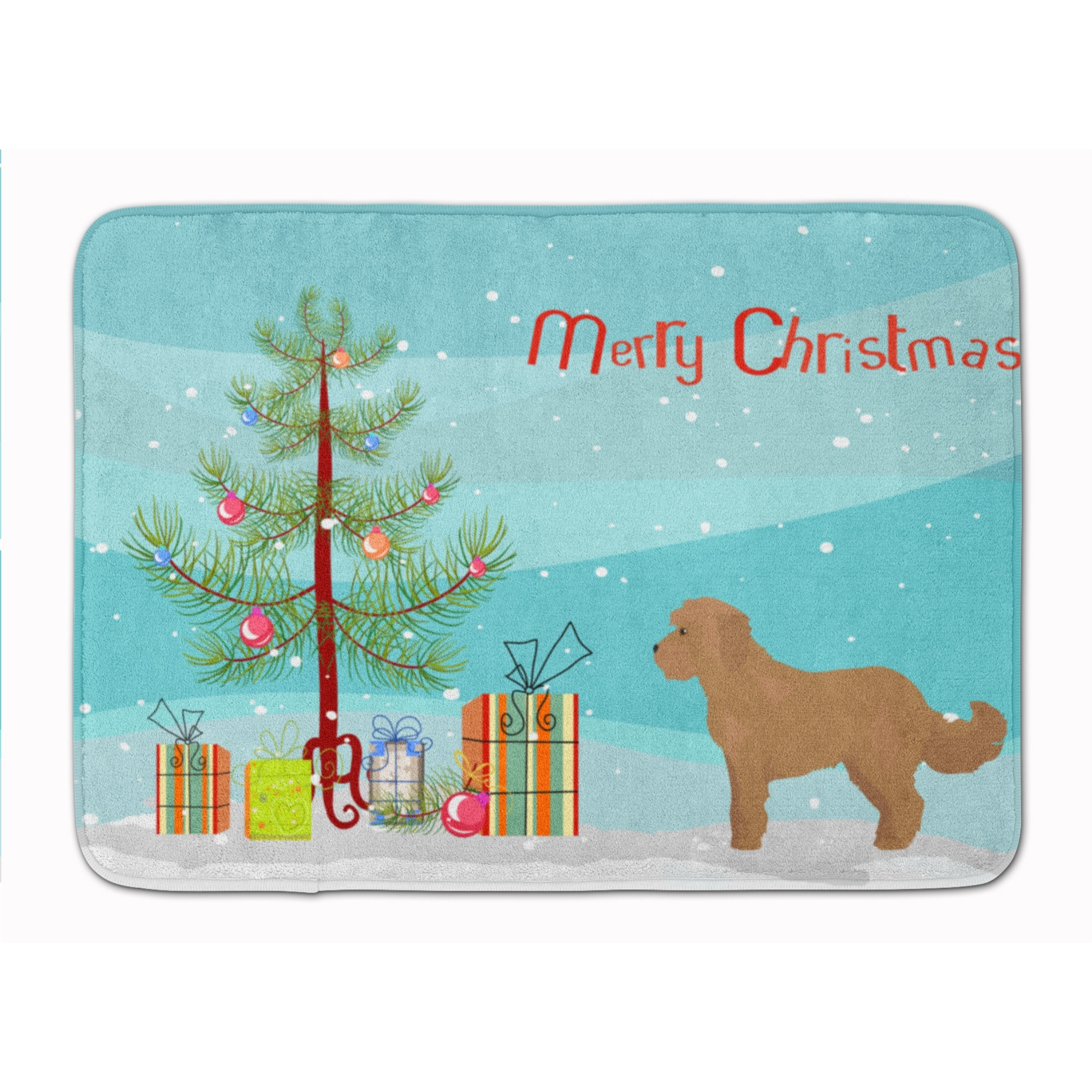 &quotCaroline's Treasures Tan Cockapoo Christmas Tree Machine Washable Memory Foam Mat doormats, Multicolor"