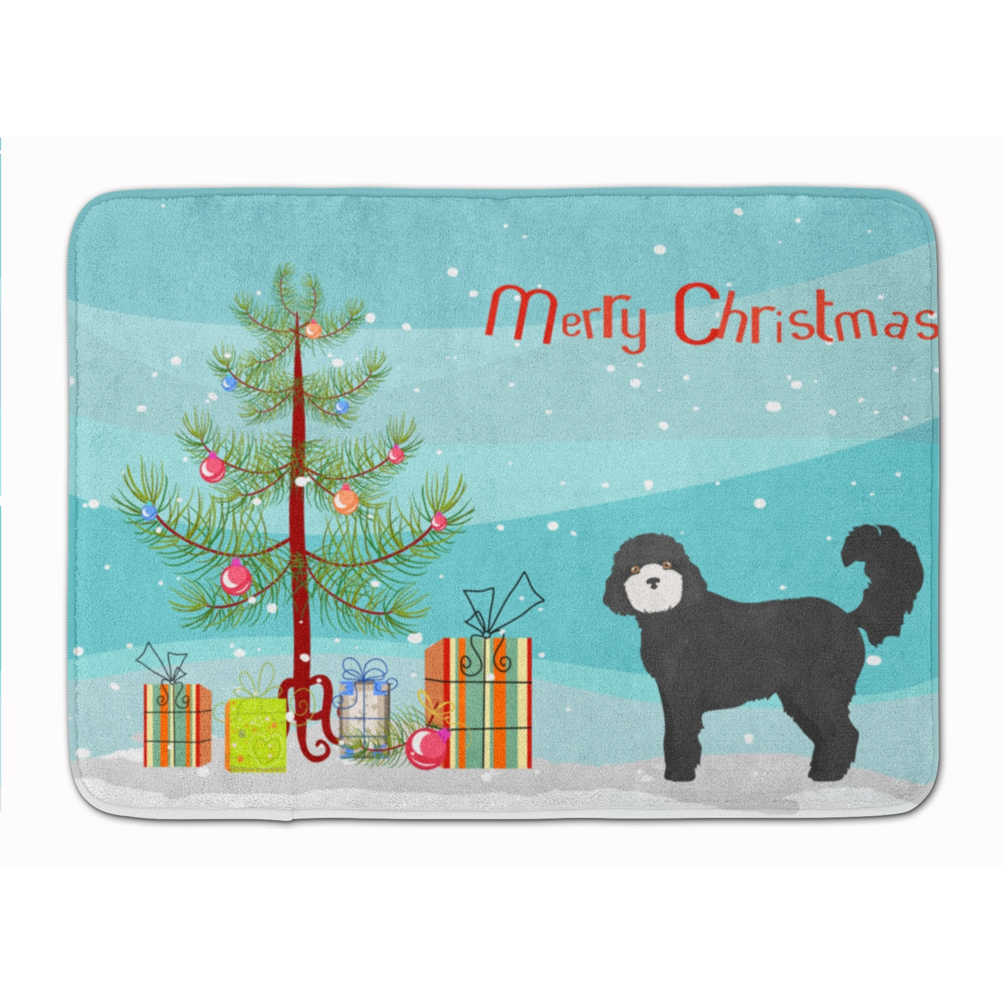 &quotCaroline's Treasures Black Cockapoo Christmas Tree Machine Washable Memory Foam Mat doormats, Multicolor"